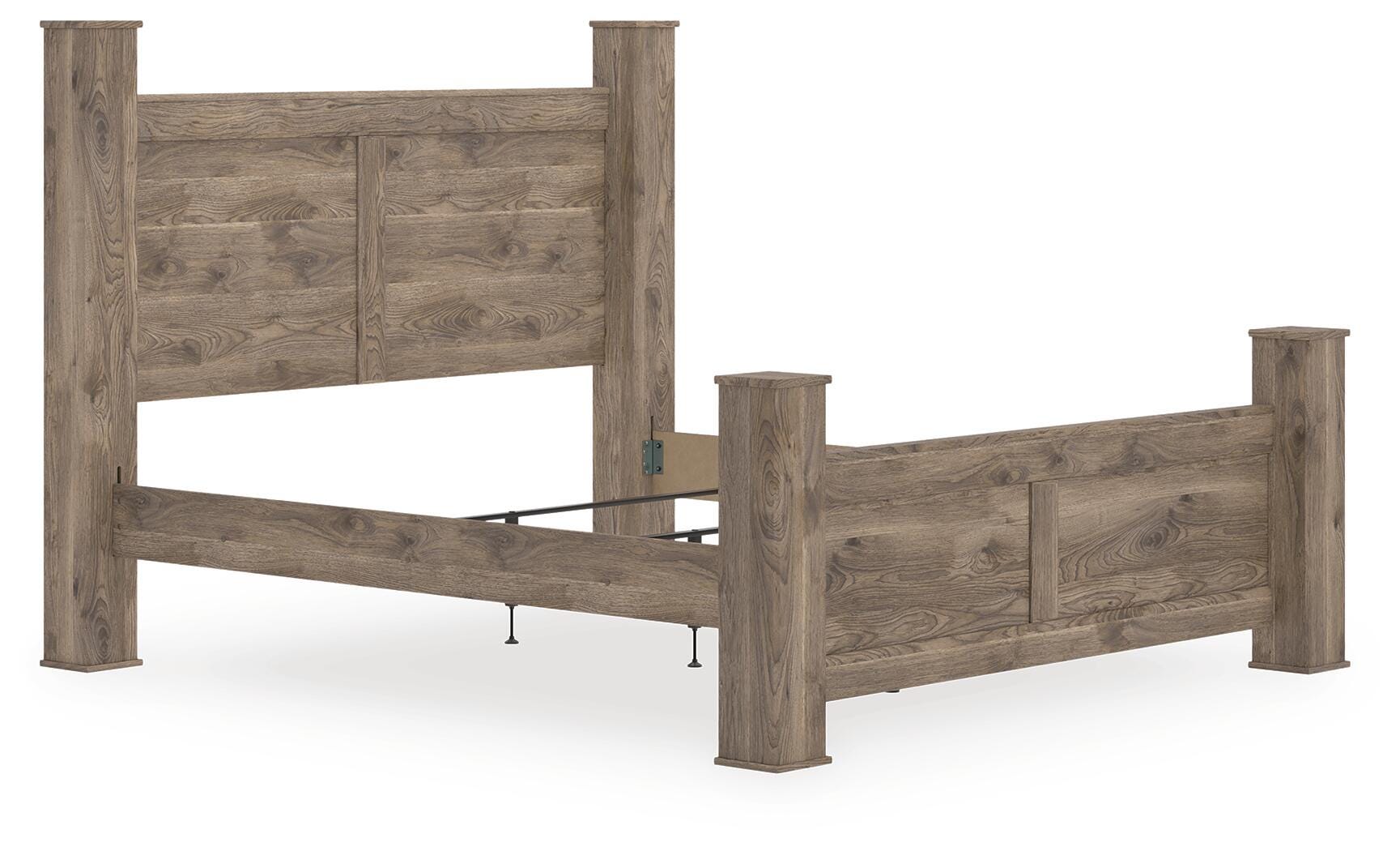 Dar Furniture - Ashley Furniture - Rusticott King Poster Bed - King Poster Bed / Brown - PCB2260B7