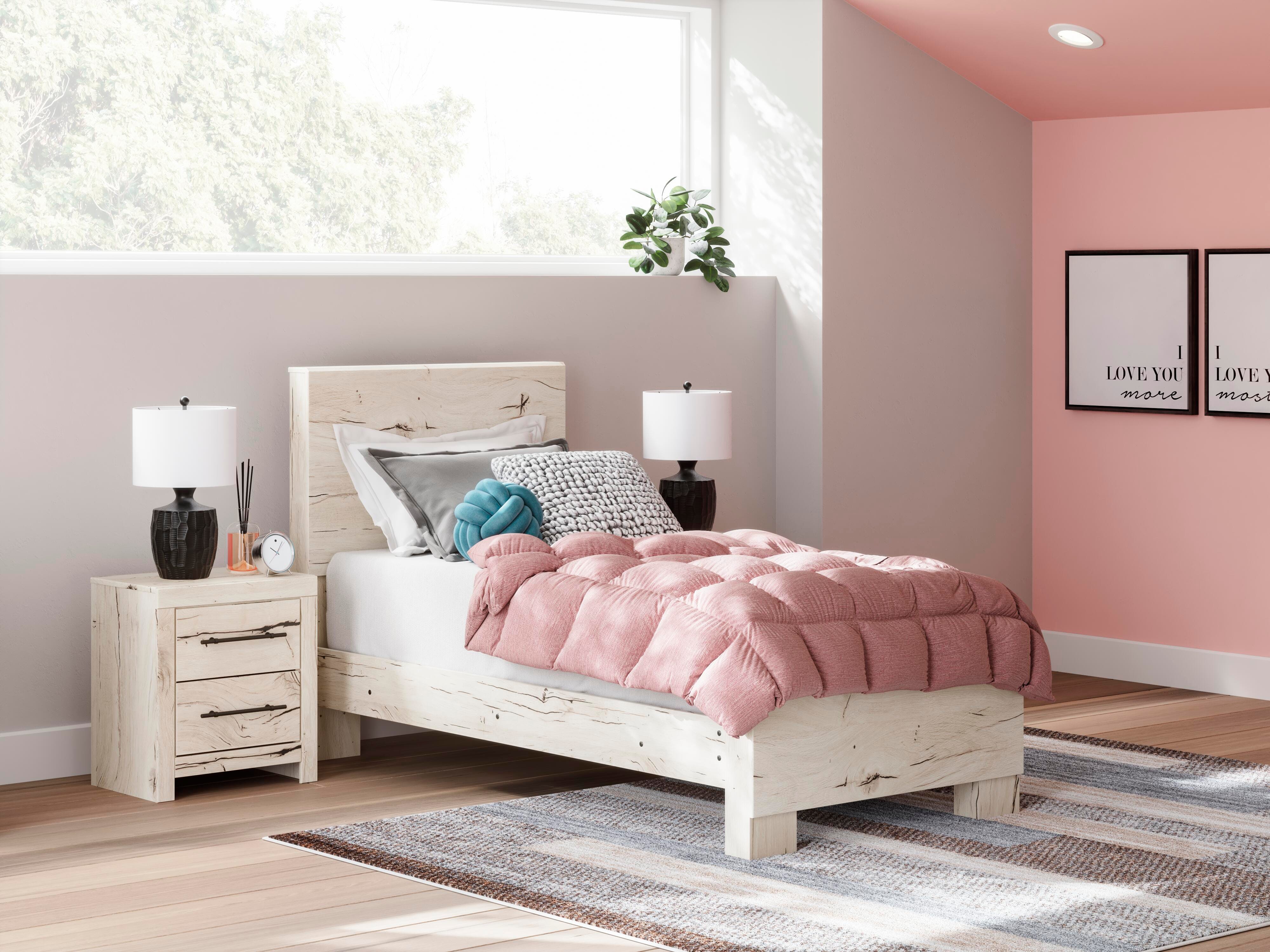 Dar Furniture - Ashley Furniture - Lawroy Twin Panel Bed - Twin Panel Bed / Light Natural - B2310B15