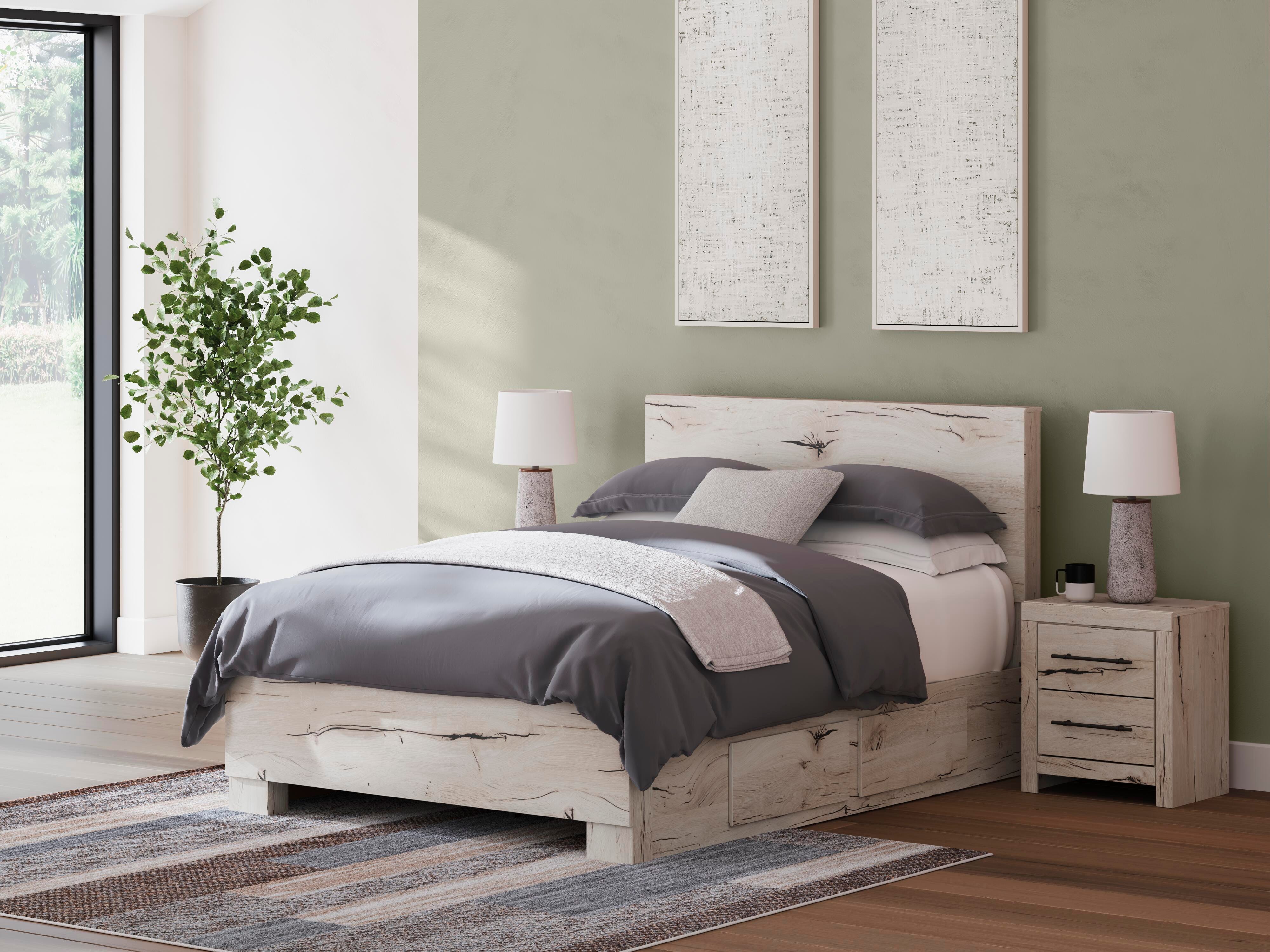 Dar Furniture - Ashley Furniture - Lawroy Queen Panel Bed with Storage - Queen Panel Bed with Storage / Light Natural - B2310B8