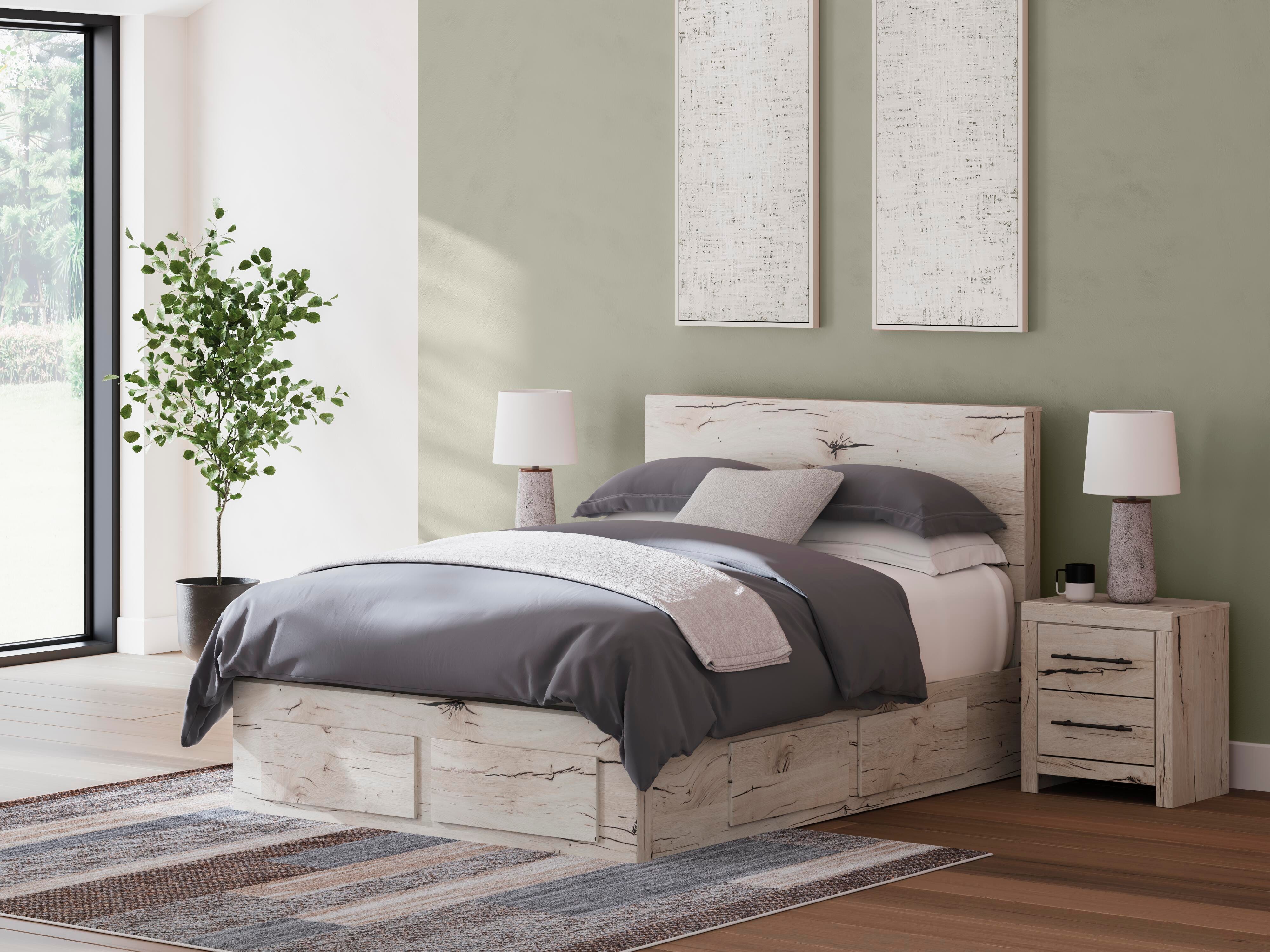 Dar Furniture - Ashley Furniture - Lawroy Queen Panel Storage Bed - Queen Panel Storage Bed / Light Natural - B2310B9