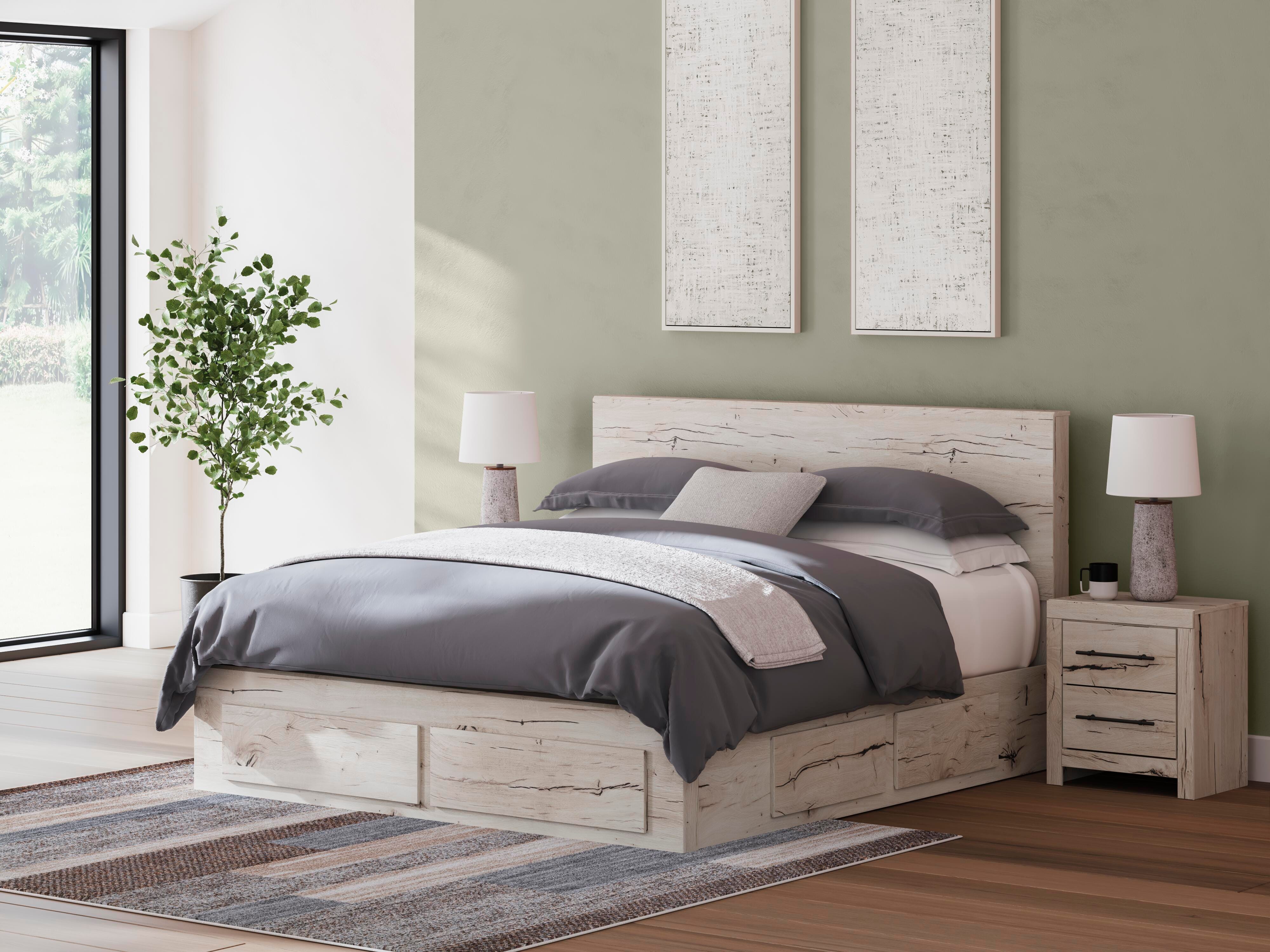 Dar Furniture - Ashley Furniture - Lawroy King Panel Storage Bed - King Panel Storage Bed / Light Natural - B2310B14