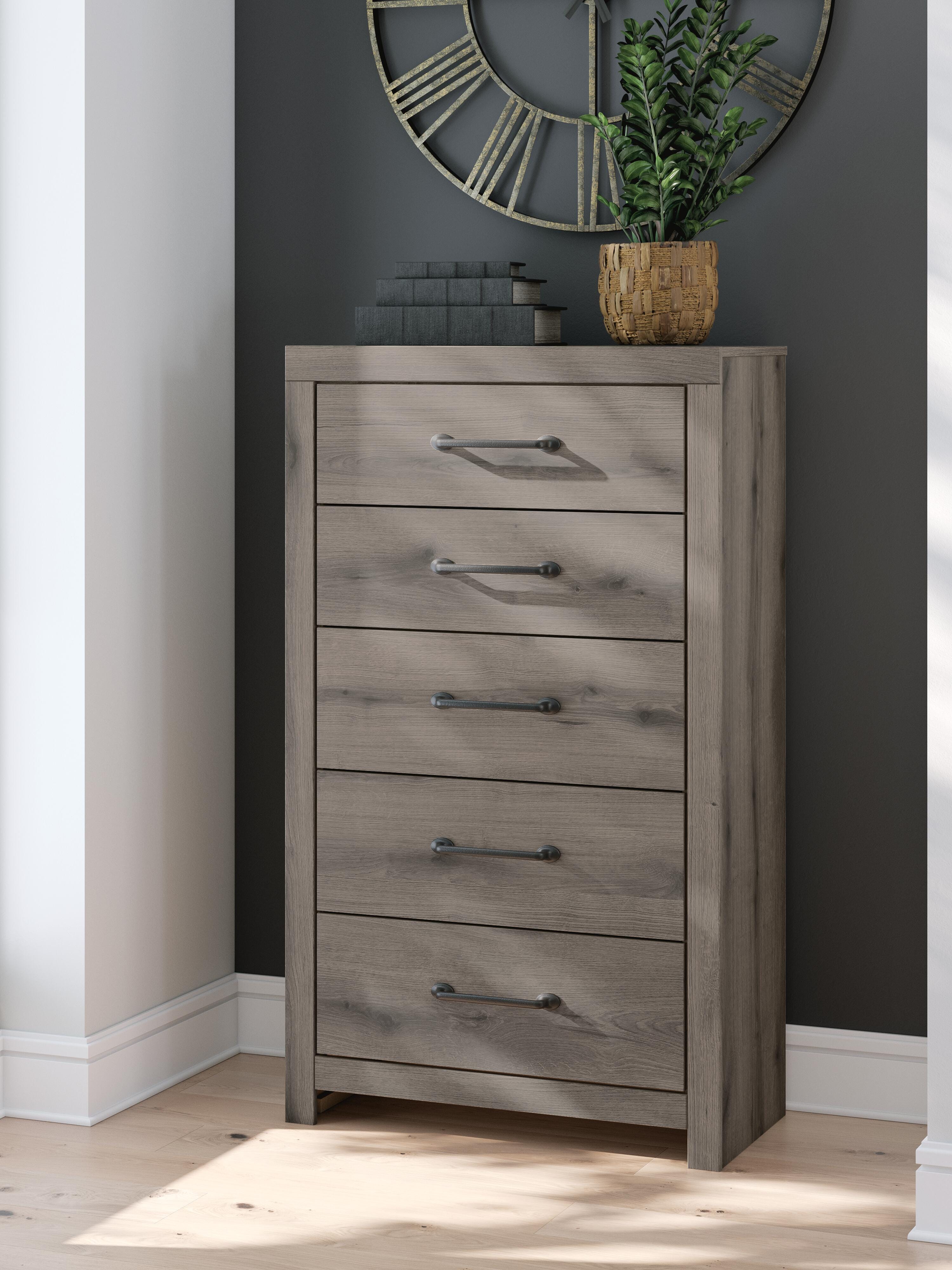 Dar Furniture - Ashley Furniture - Graystorm Chest of Drawers - Five Drawer Chest / Brown Gray - PCB2405-46