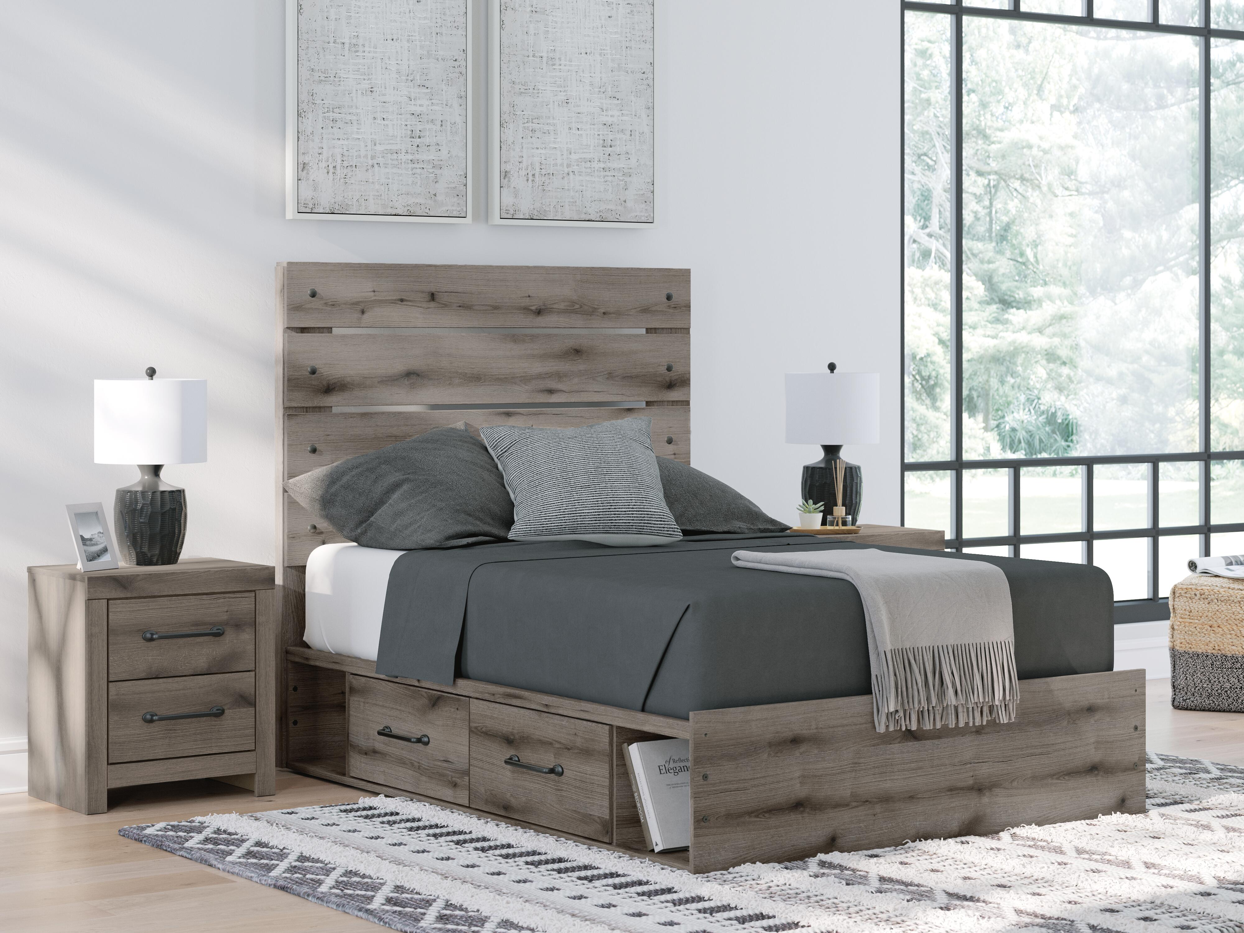 Dar Furniture - Ashley Furniture - Graystorm Full Panel Storage Bed - Full Panel Storage Bed / Brown Gray - PCB2405B16