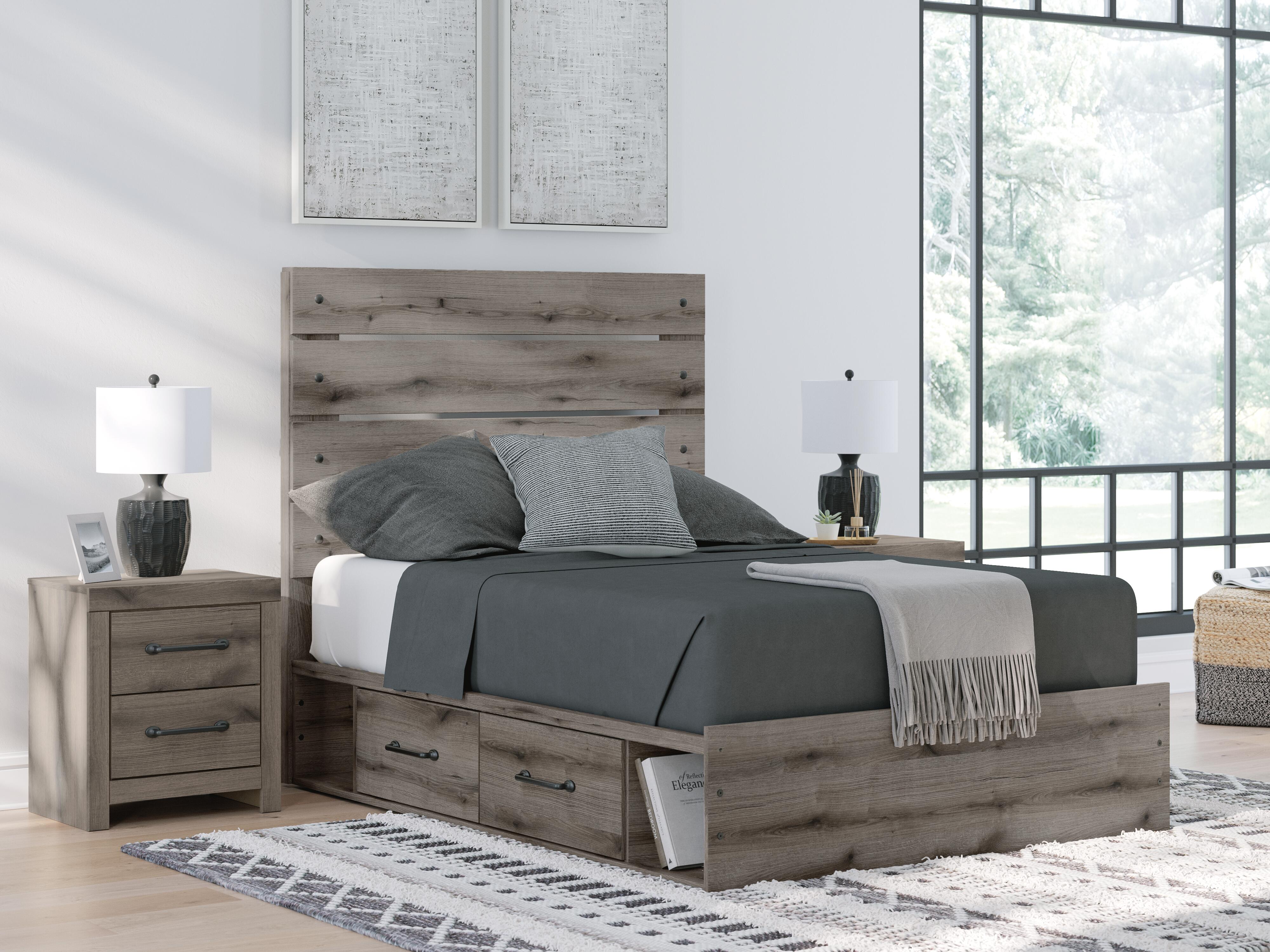 Dar Furniture - Ashley Furniture - Graystorm Full Panel Bed with Storage - Full Panel Bed with Storage / Brown Gray - PCB2405B17