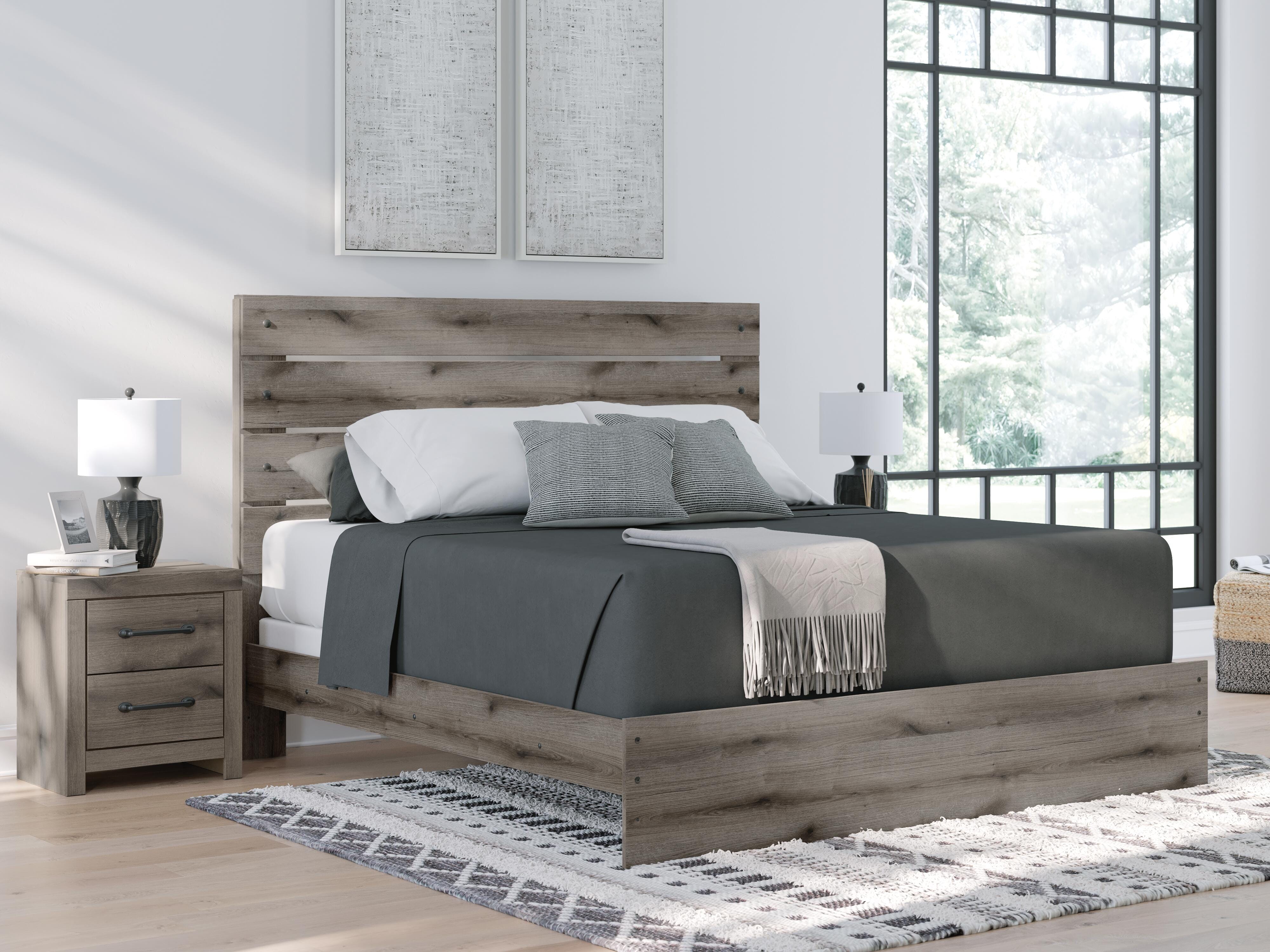 Dar Furniture - Ashley Furniture - Graystorm King Panel Bed - King Panel Bed / Brown Gray - PCB2405B8