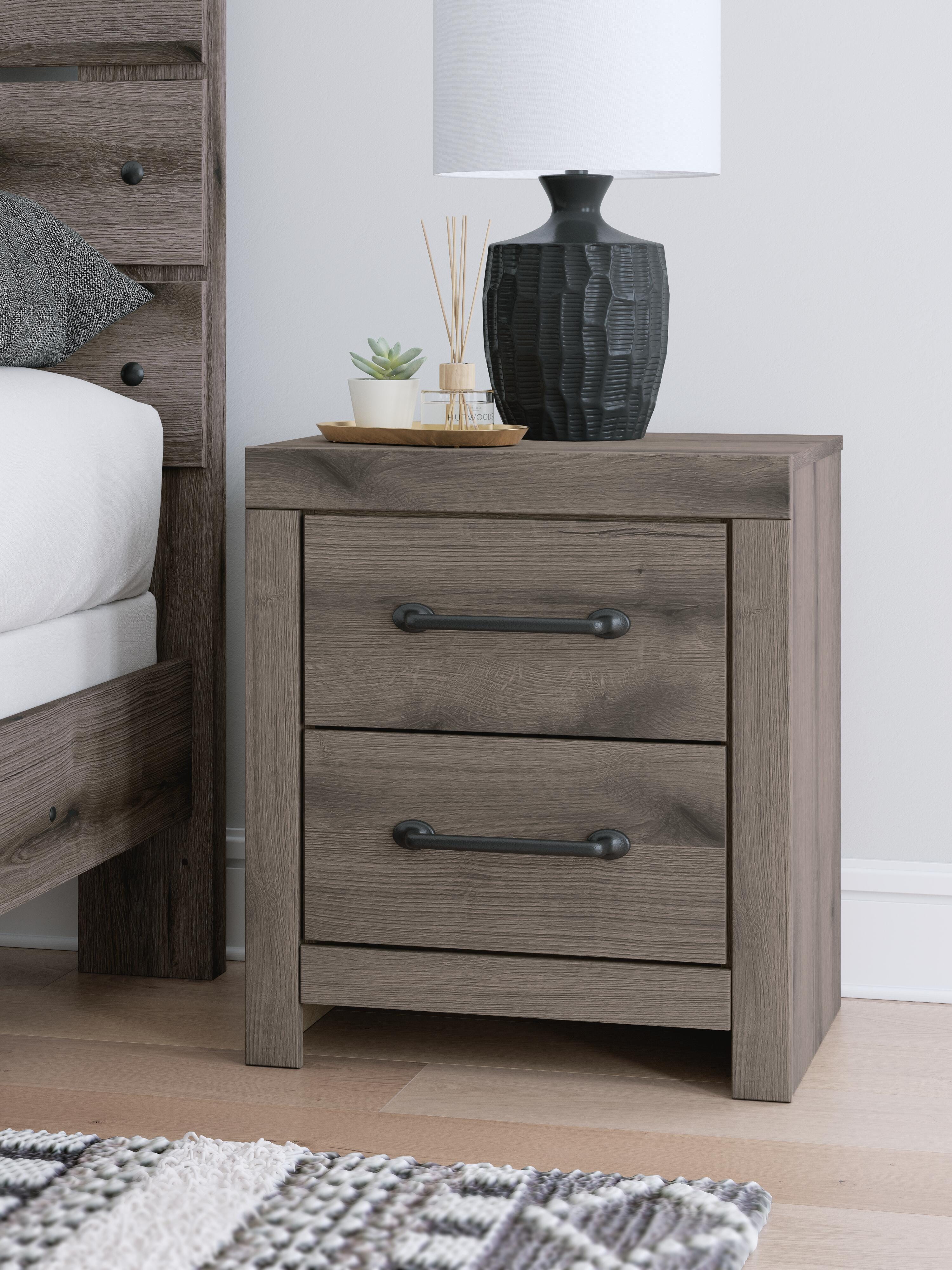 Dar Furniture - Ashley Furniture - Graystorm Nightstand - Two Drawer Night Stand / Brown Gray - PCB2405-92