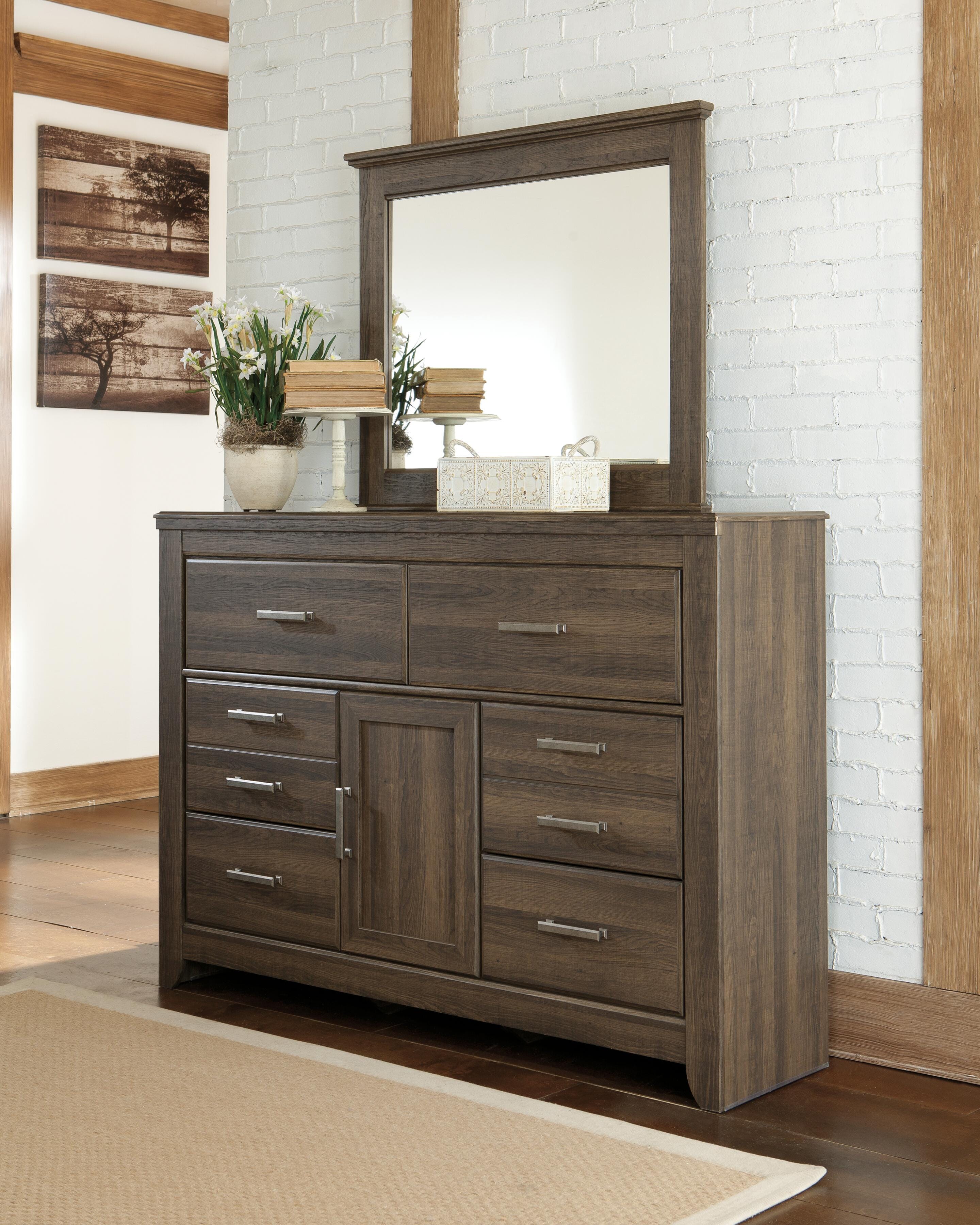 Dar Furniture - Ashley Furniture - Juararo Dresser and Mirror - Dresser and Mirror / Dark Brown - B251B1