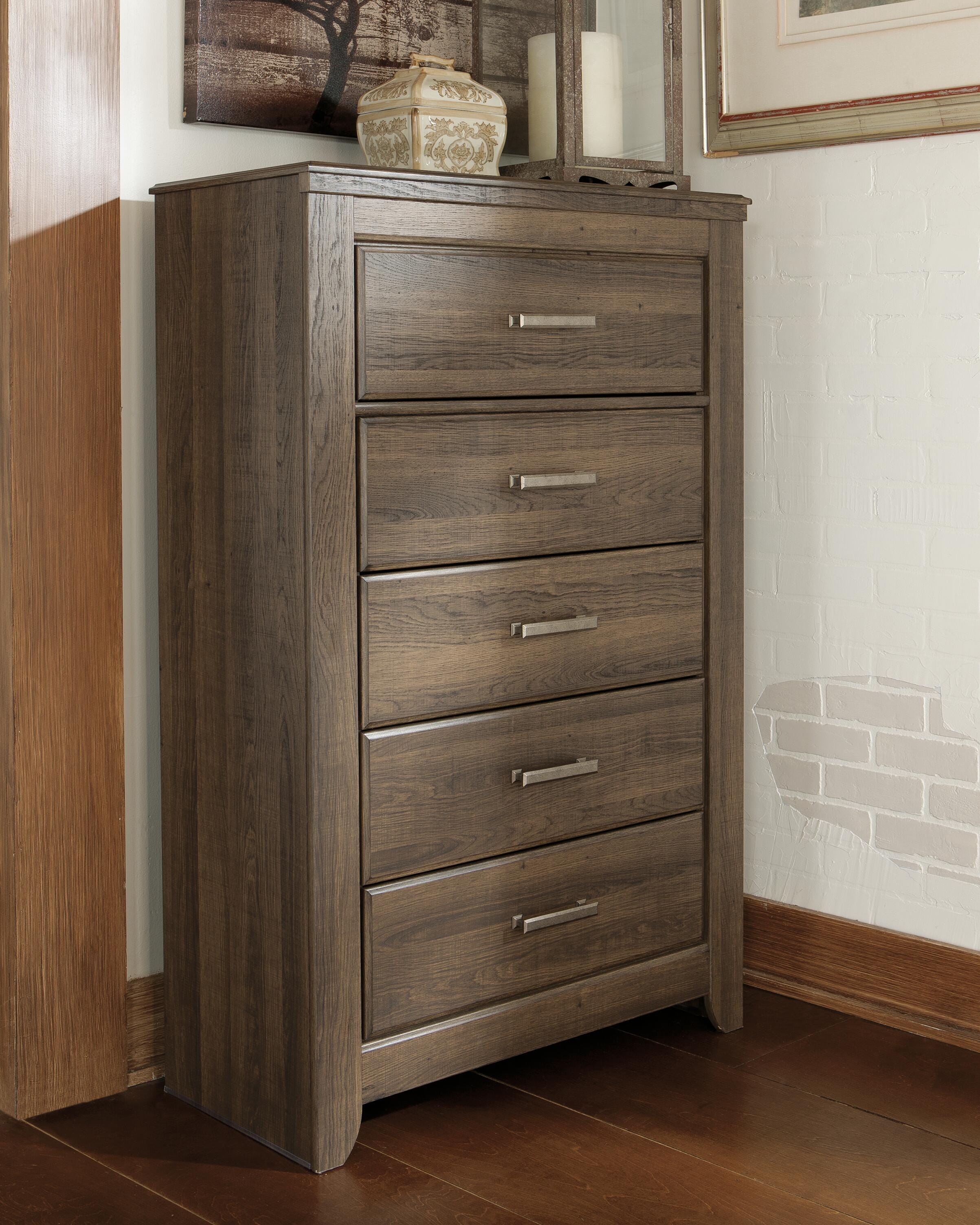 Dar Furniture - Ashley Furniture - Juararo Chest of Drawers - Five Drawer Chest / Dark Brown - B251-46