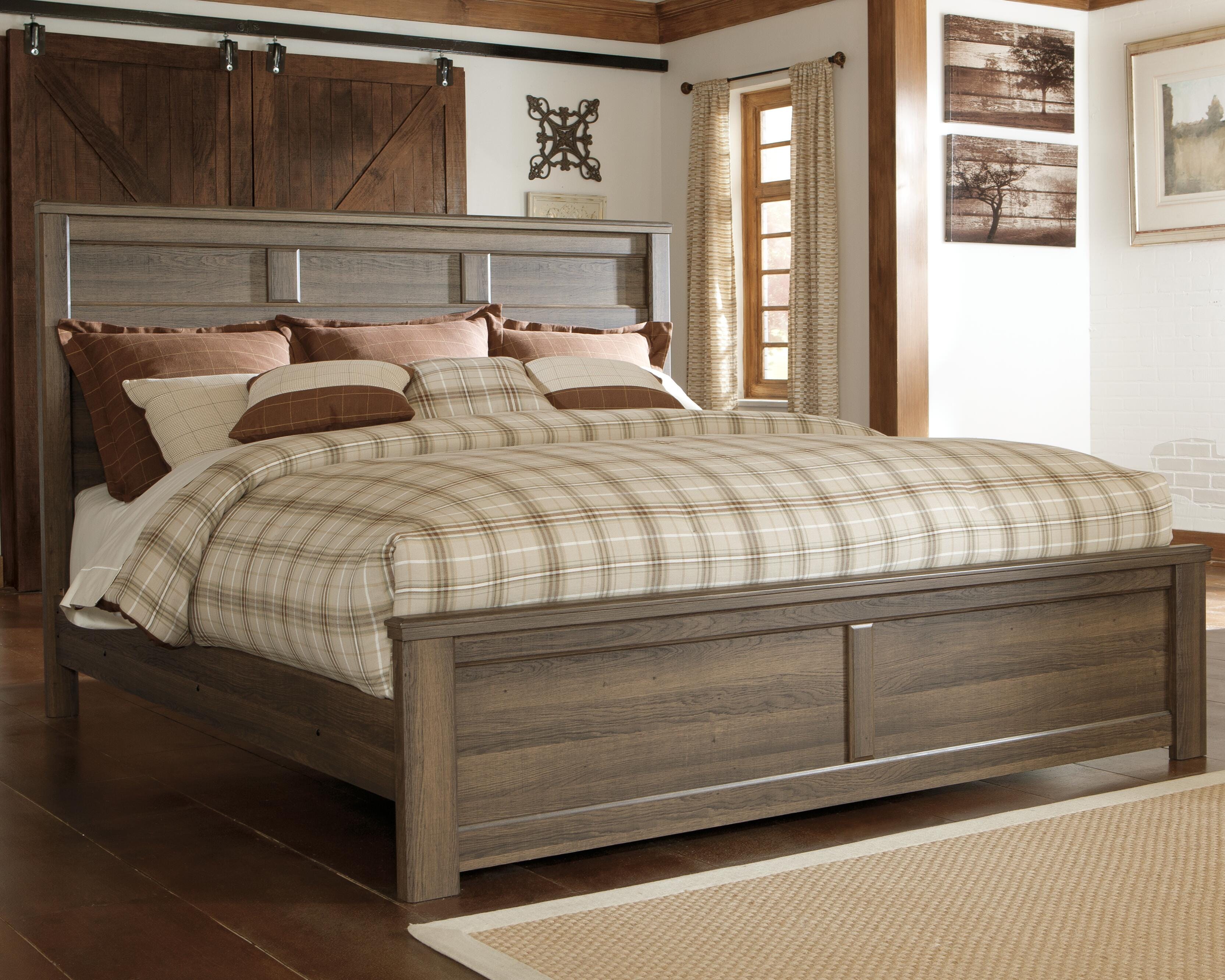 Dar Furniture - Ashley Furniture - Juararo California King Panel Bed - California King Panel Bed / Dark Brown - B251B14
