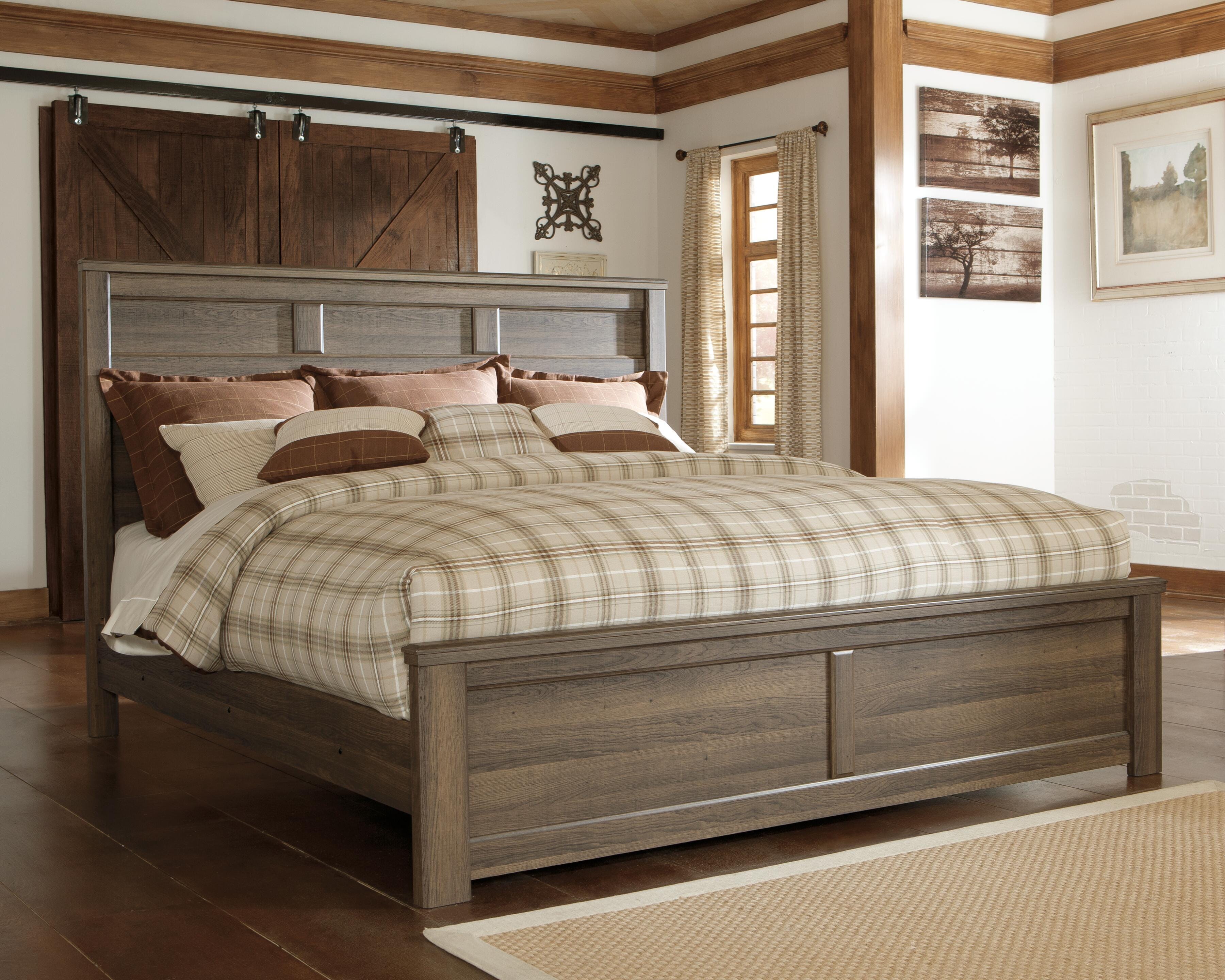 Dar Furniture - Ashley Furniture - Juararo King Panel Bed - King Panel Bed / Dark Brown - B251B9