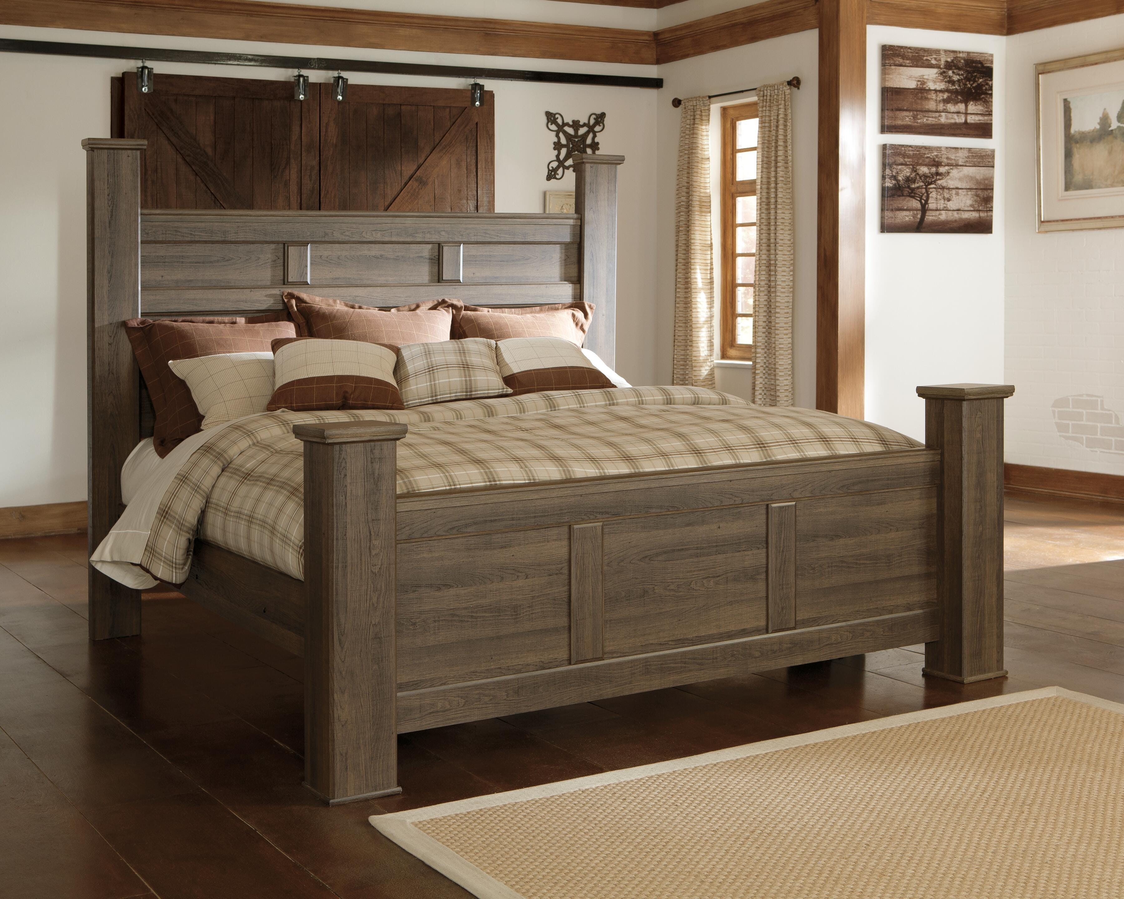 Dar Furniture - Ashley Furniture - Juararo California King Poster Bed - California King Poster Bed / Dark Brown - B251B12