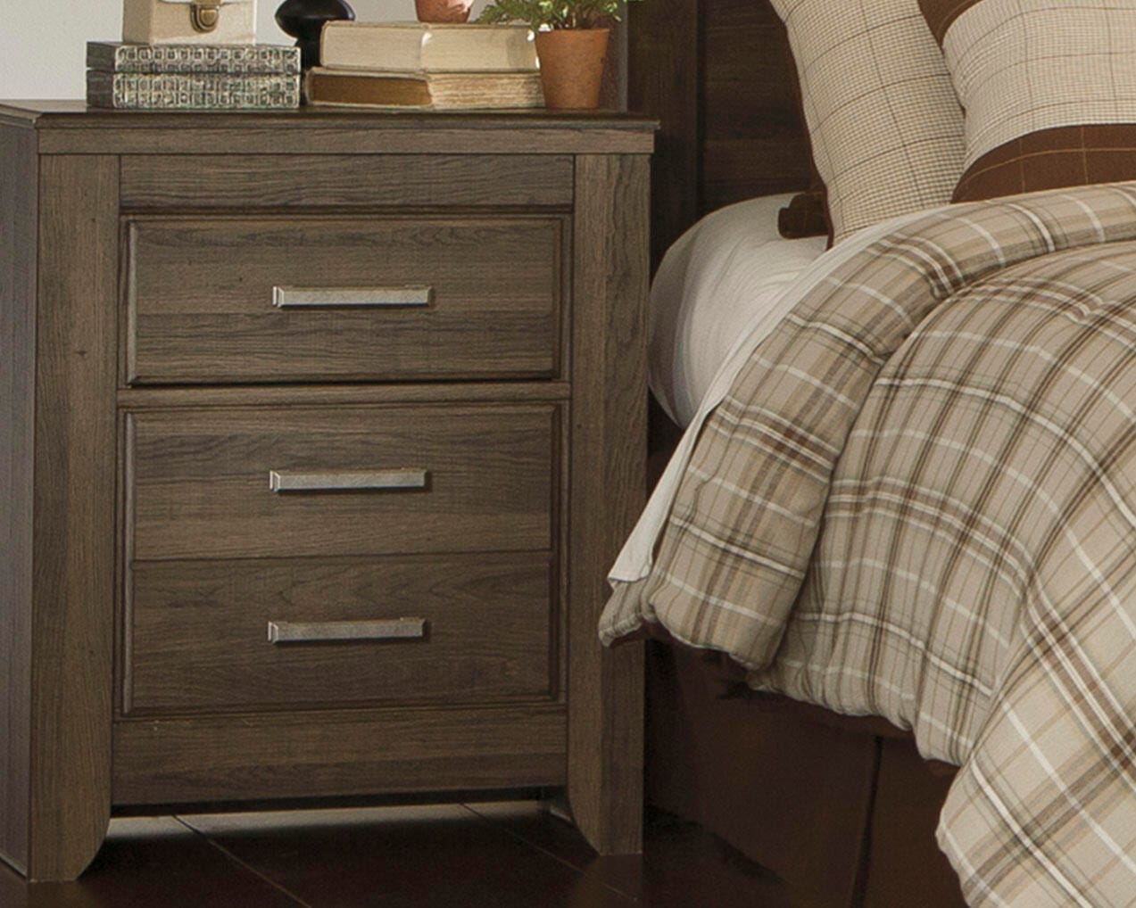 Dar Furniture - Ashley Furniture - Juararo Nightstand - Two Drawer Night Stand / Dark Brown - B251-92