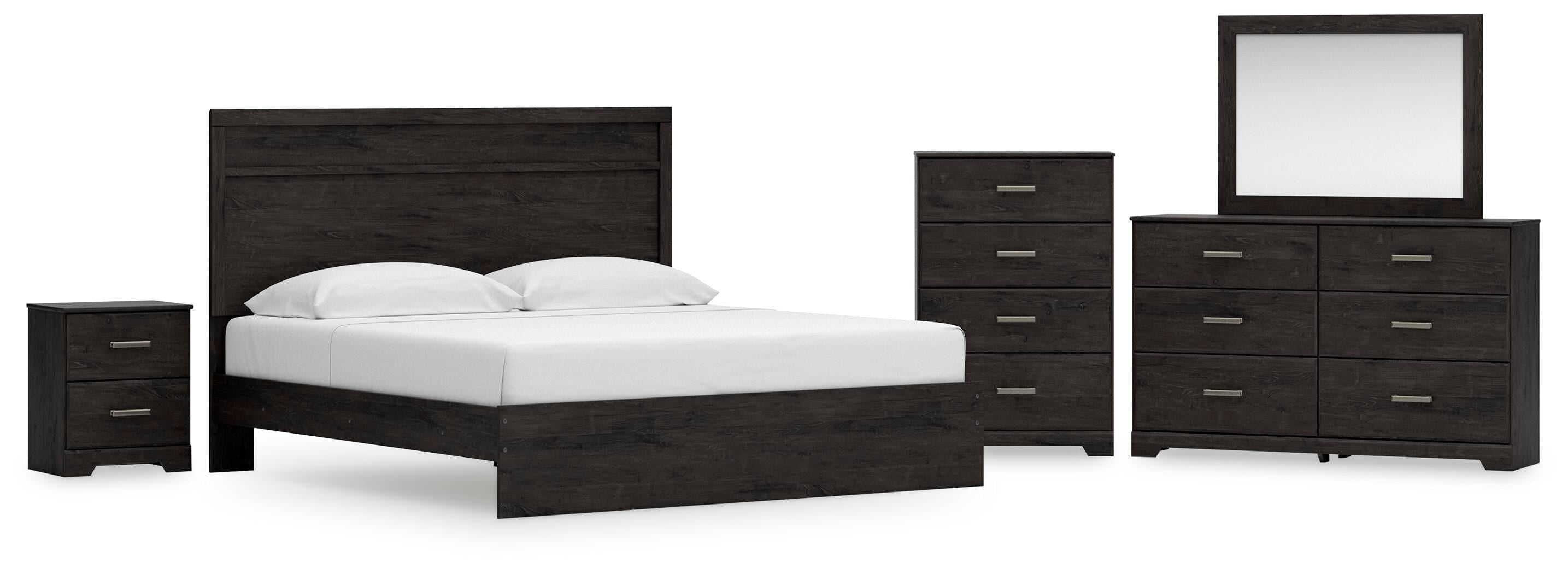 Dar Furniture - Ashley Furniture - Belachime King Panel Bed, Dresser, Mirror, Chest and Nightstand - King Panel Bed, Dresser, Mirror, Chest and Nightstand - B2589B20