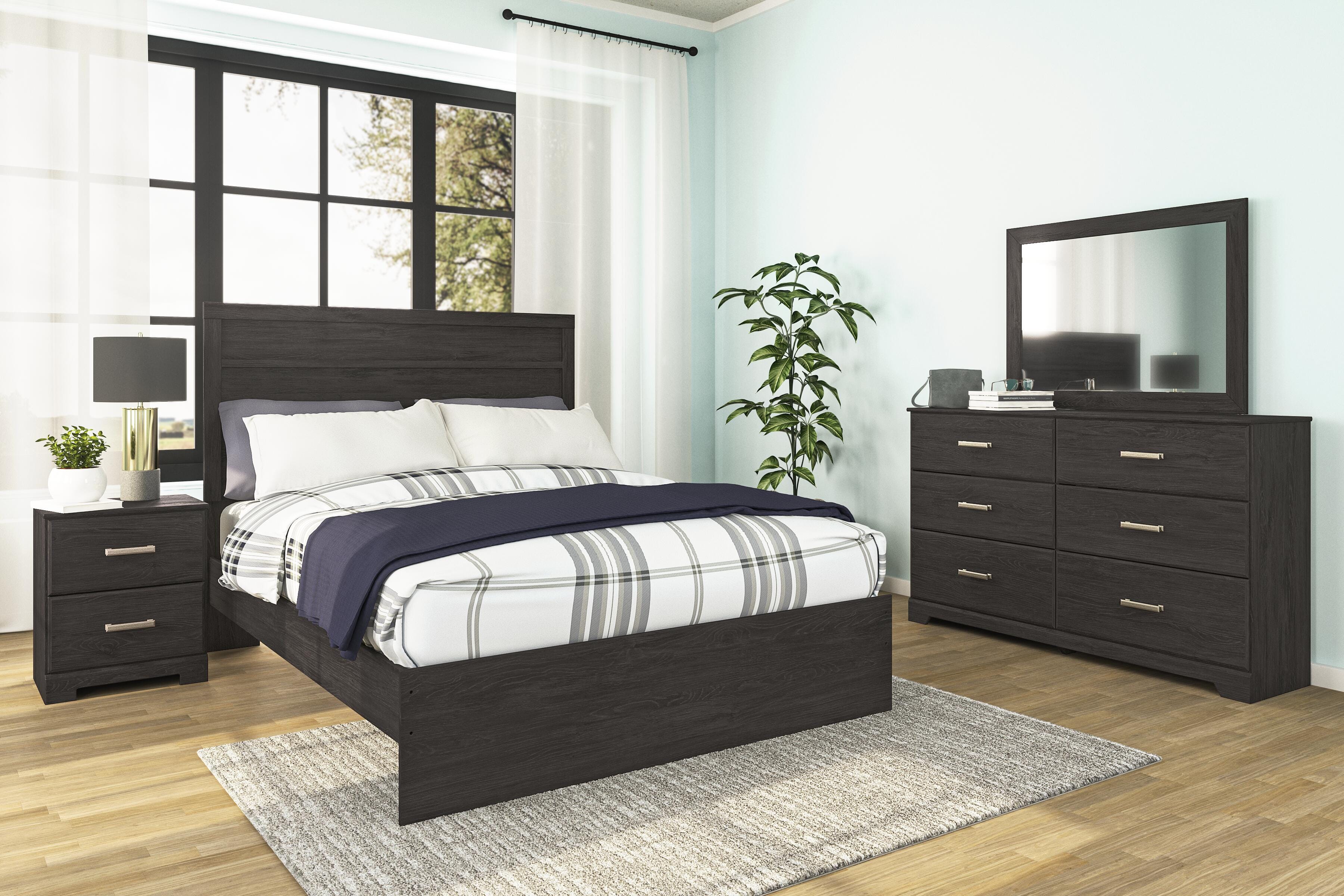 Dar Furniture - Ashley Furniture - Belachime Queen Panel Bed - Queen Panel Bed / Charcoal - B2589B2