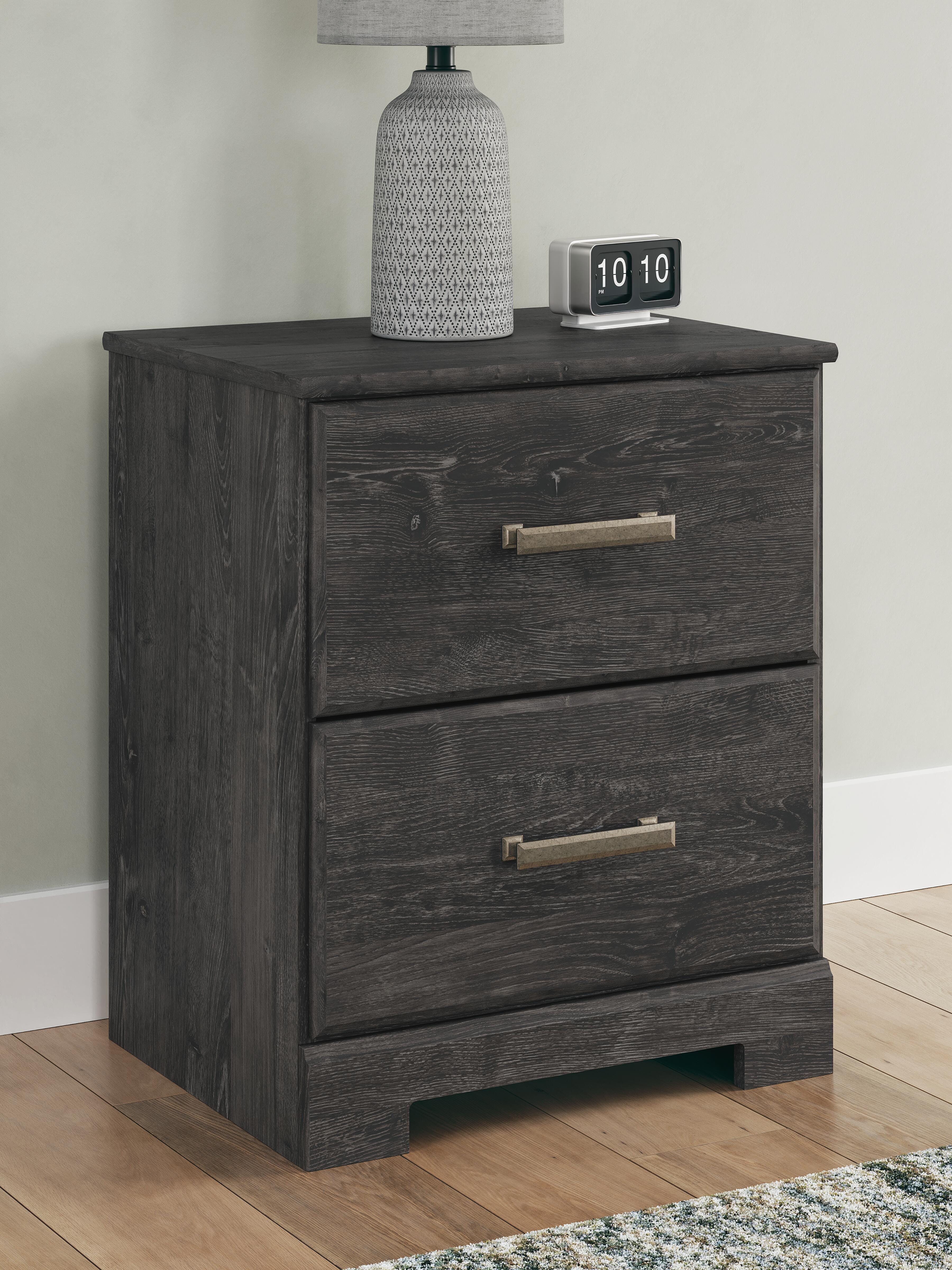 Dar Furniture - Ashley Furniture - Belachime Nightstand - Two Drawer Night Stand / Charcoal - B2589-92