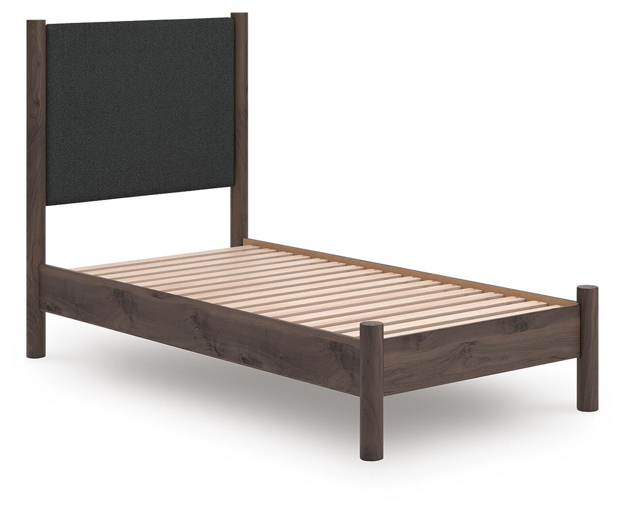 Dar Furniture - Ashley Furniture - Pamytta Twin Upholstered Panel Platform Bed - Twin Upholstered Panel Platform Bed / Brown - PCB2614B8
