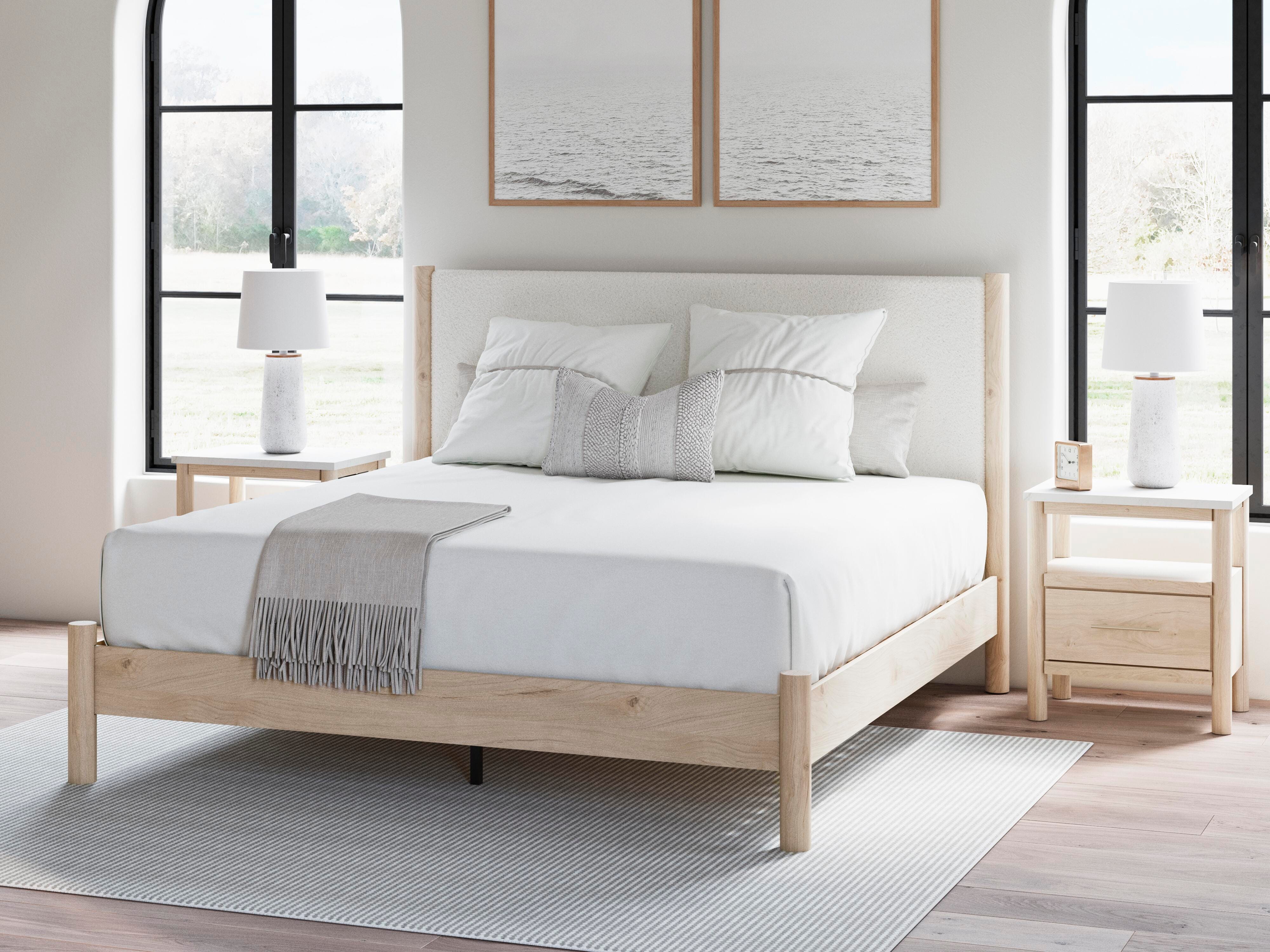 Dar Furniture - Ashley Furniture - Cadmori King Upholstered Panel Bed - King Upholstered Panel Bed / Two-tone - B2615B7