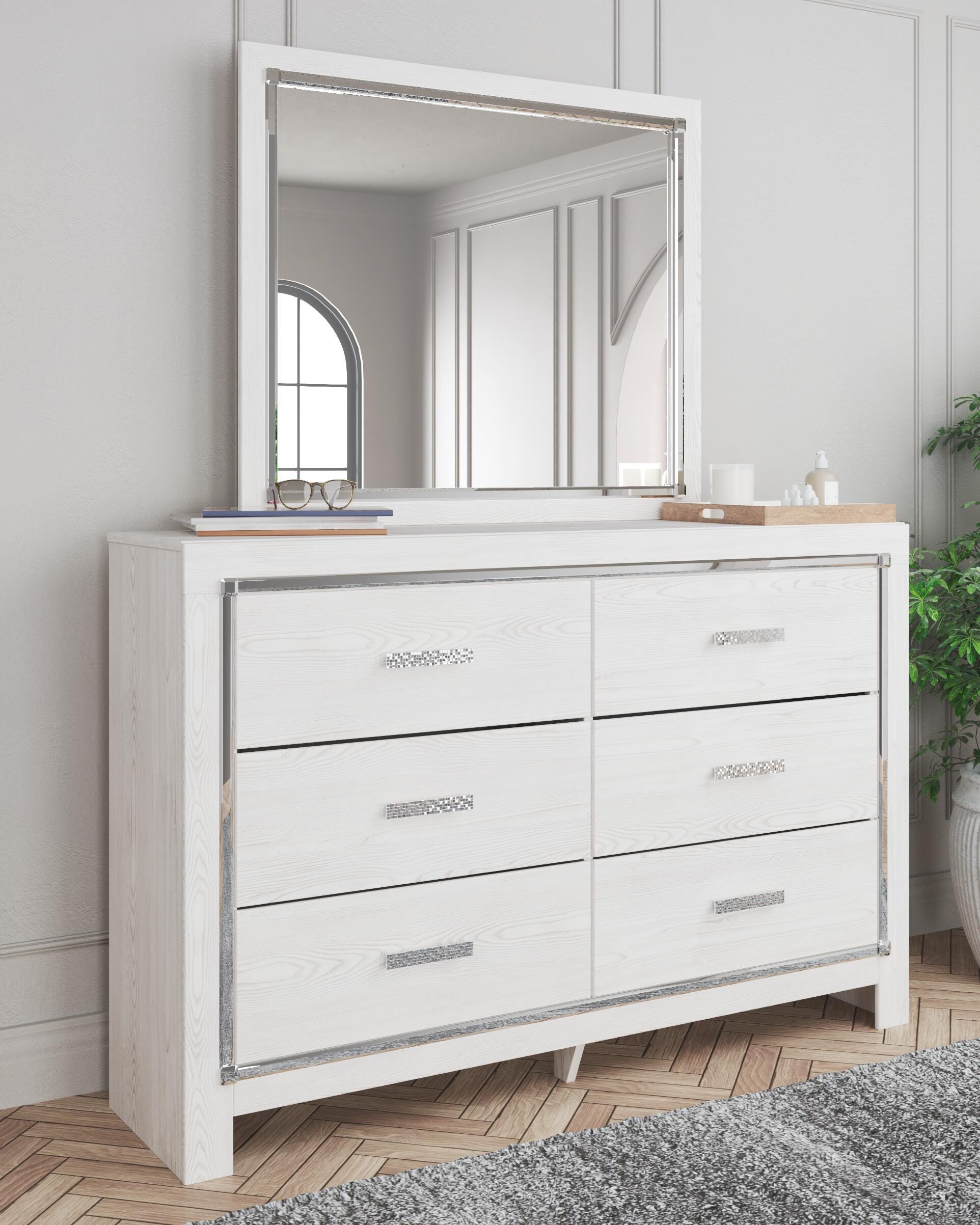 Dar Furniture - Ashley Furniture - Altyra Dresser and Mirror - Dresser and Mirror / White - B2640B1