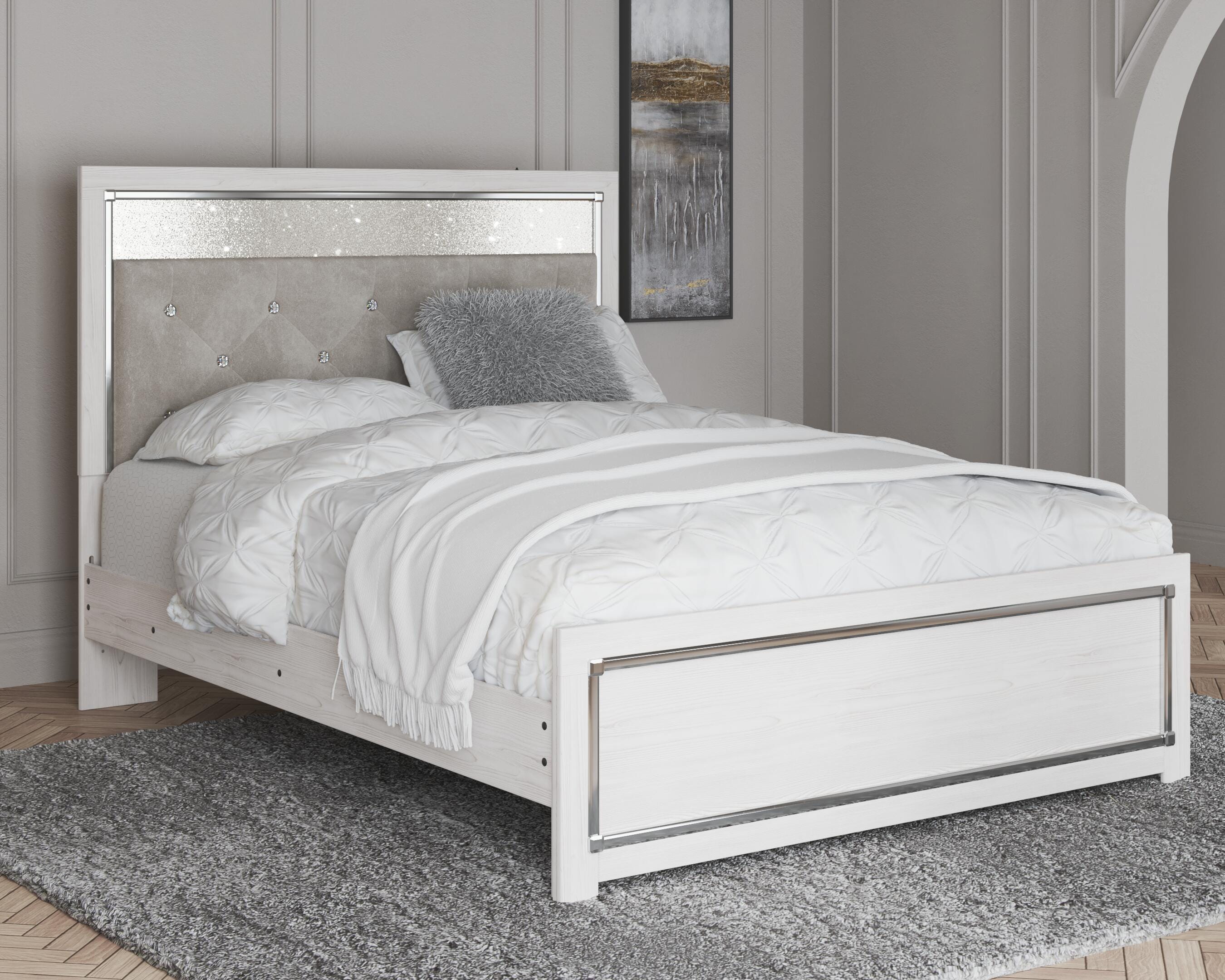 Dar Furniture - Ashley Furniture - Altyra Queen Panel Bed - Queen Panel Bed / White - B2640B2