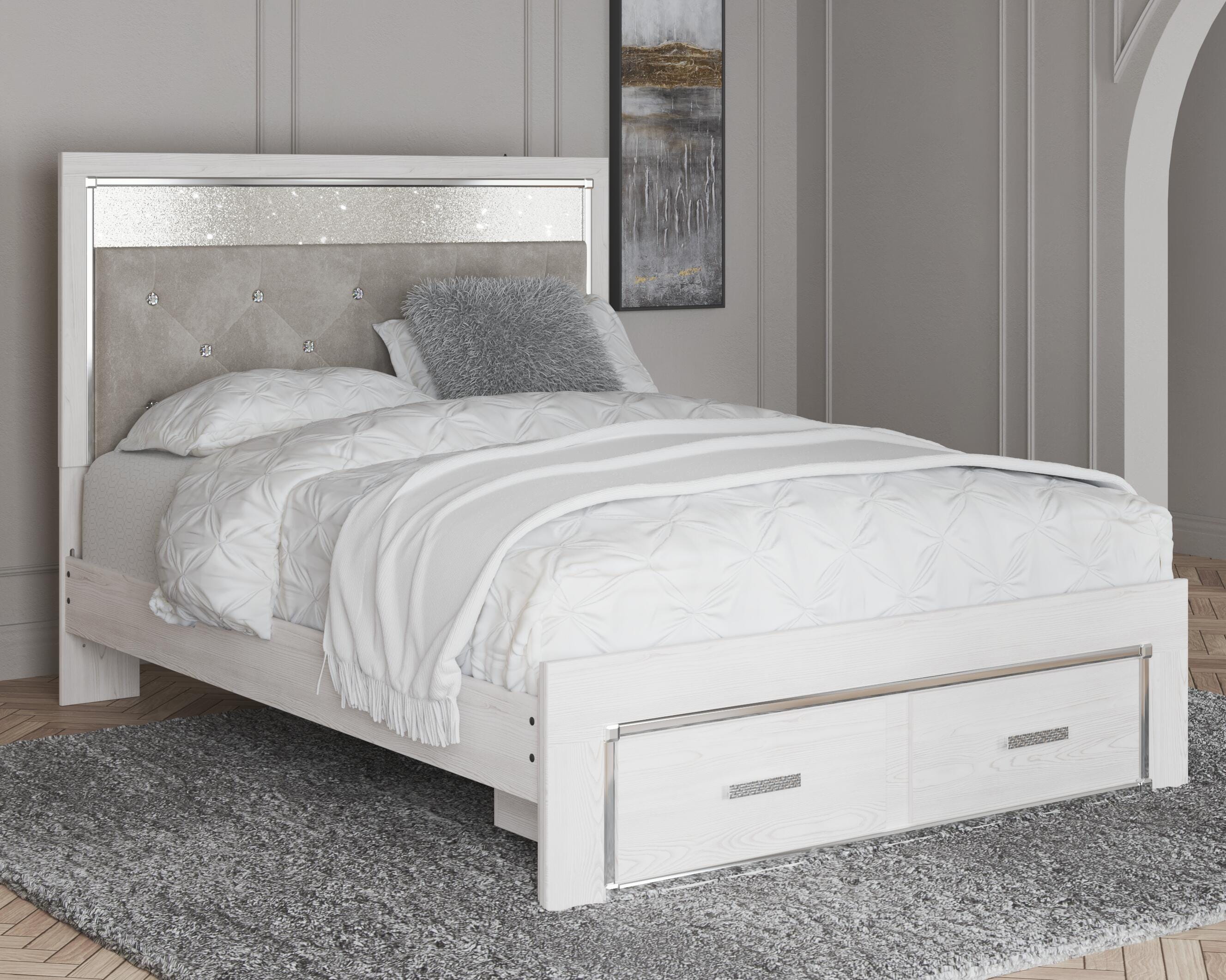 Dar Furniture - Ashley Furniture - Altyra Queen Upholstered Storage Bed - Queen Upholstered Storage Bed / White - B2640B17