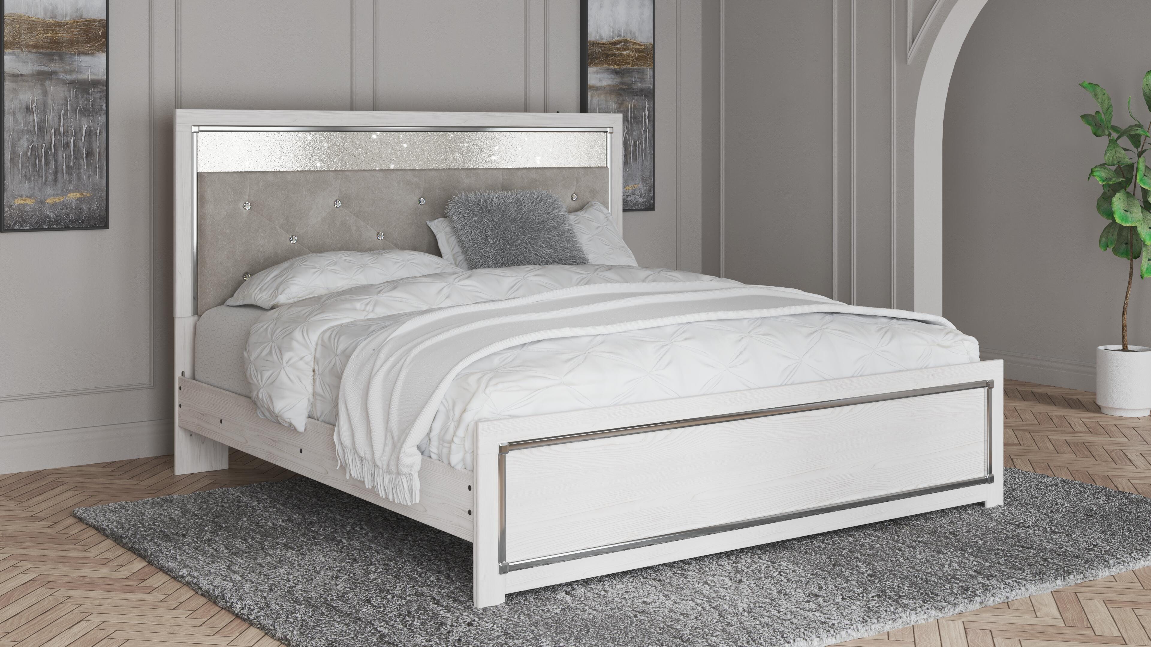Dar Furniture - Ashley Furniture - Altyra King Panel Bed - King Panel Bed / White - B2640B3
