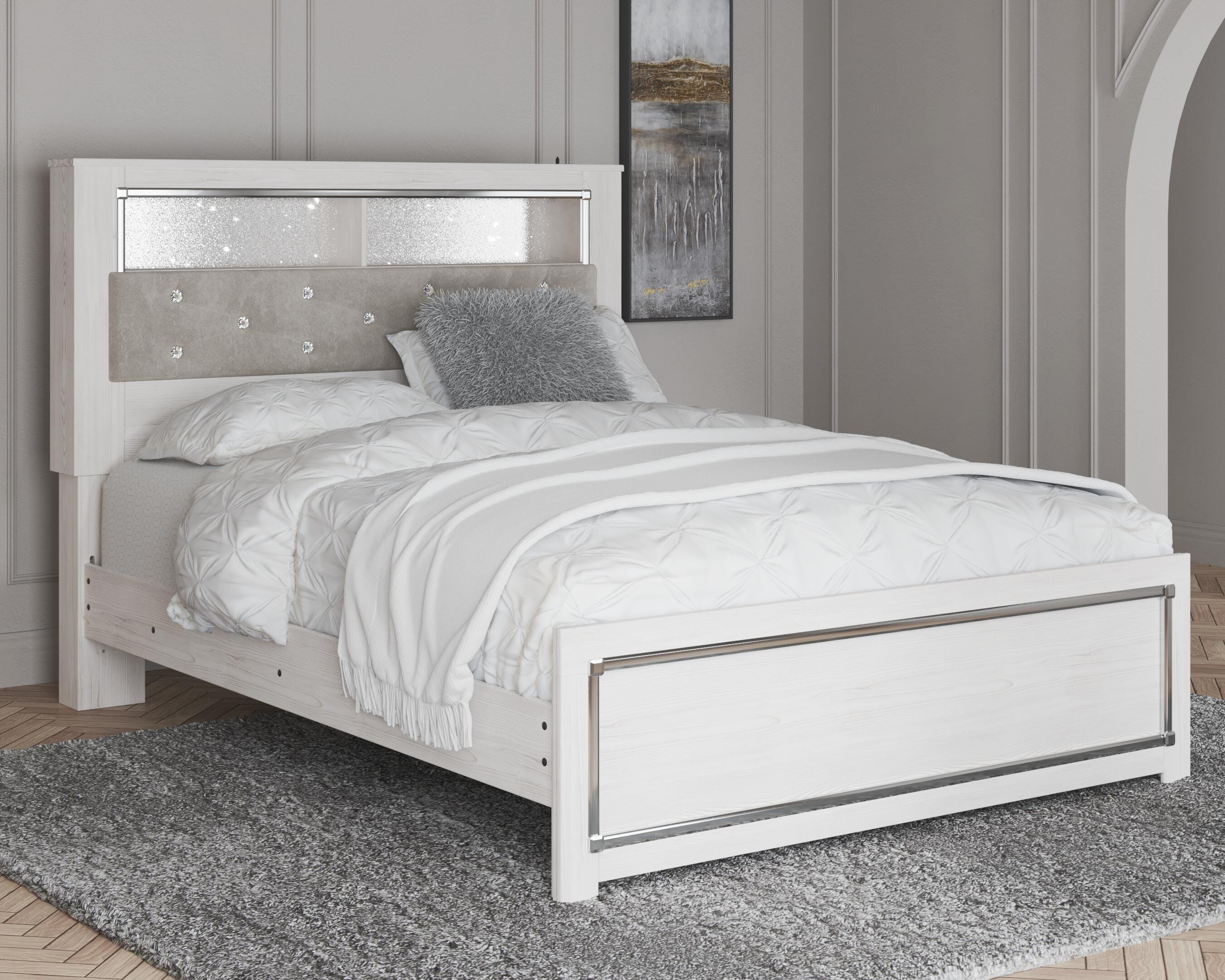 Dar Furniture - Ashley Furniture - Altyra Queen Panel Bookcase Bed - Queen Panel Bookcase Bed / White - B2640B4