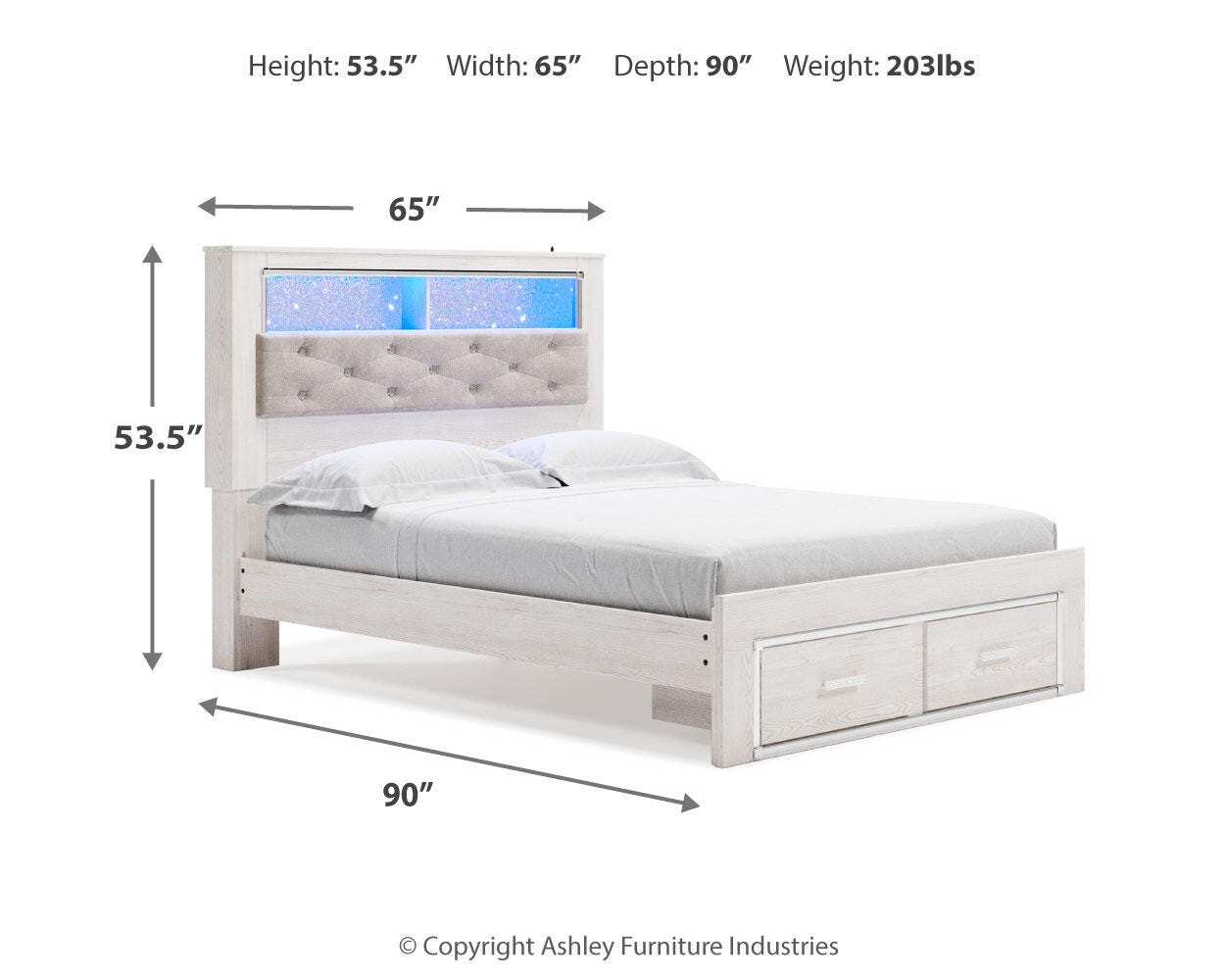 Altyra Queen Upholstered Bookcase Bed with Storage