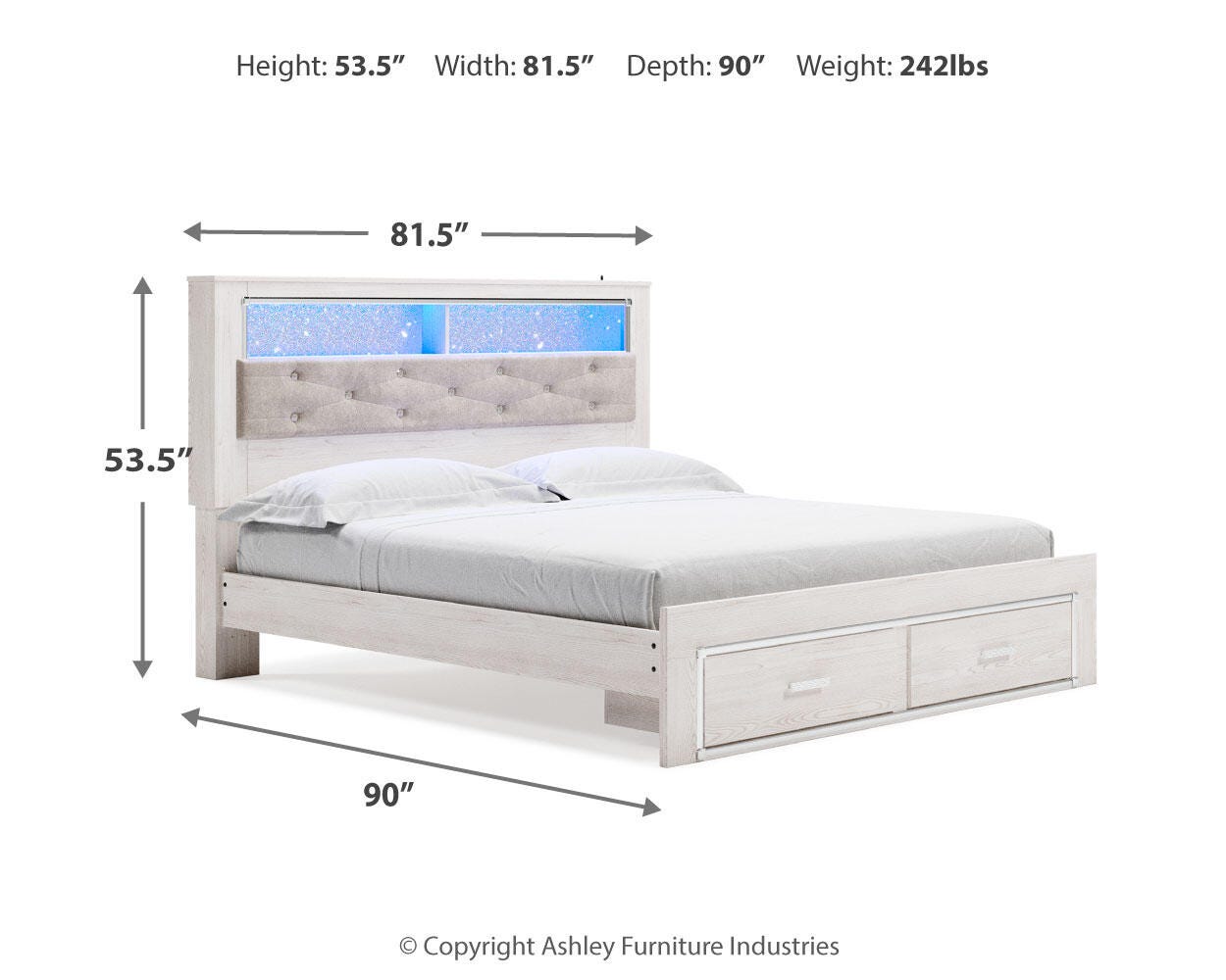 Altyra King Upholstered Bookcase Bed with Storage