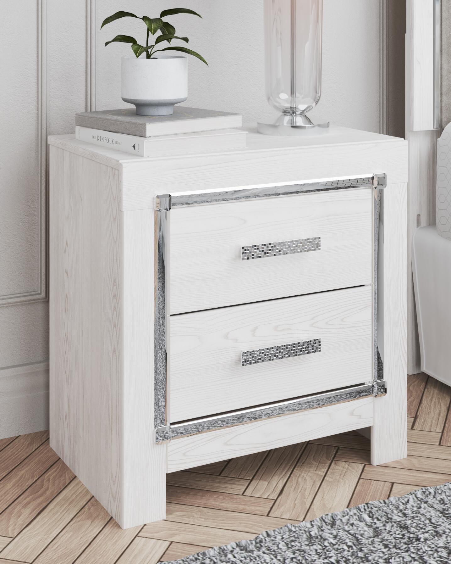 Dar Furniture - Ashley Furniture - Altyra Nightstand - Two Drawer Night Stand / White - B2640-92
