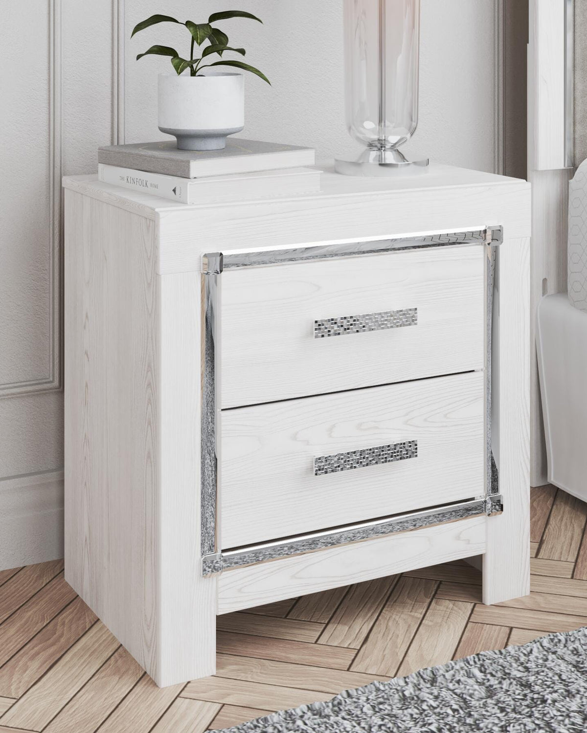 Dar Furniture - Ashley Furniture - Altyra Nightstand - Two Drawer Night Stand / White - B2640-92