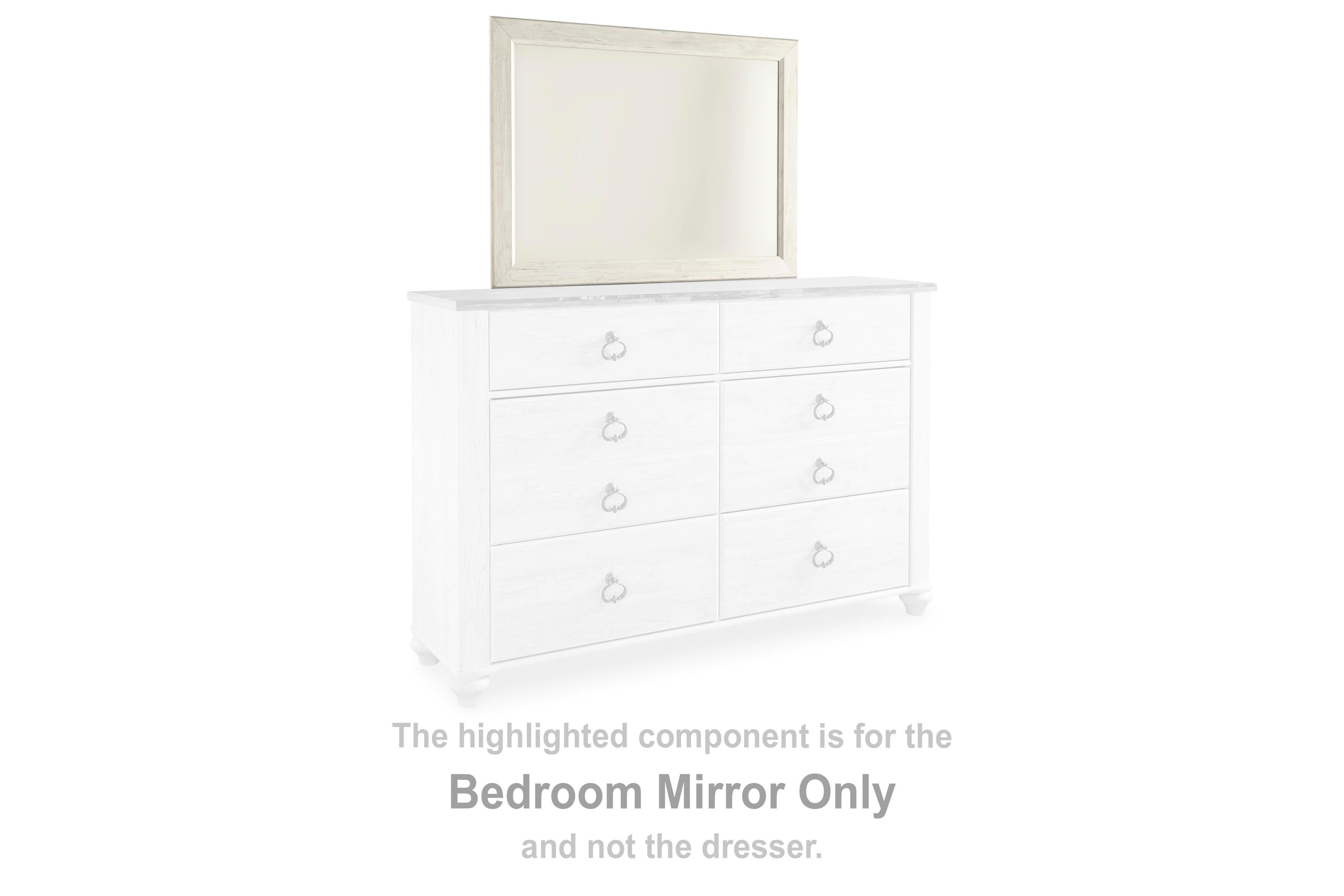 Dar Furniture - Ashley Furniture - Willowton Bedroom Mirror - Bedroom Mirror / Whitewash - B267-36