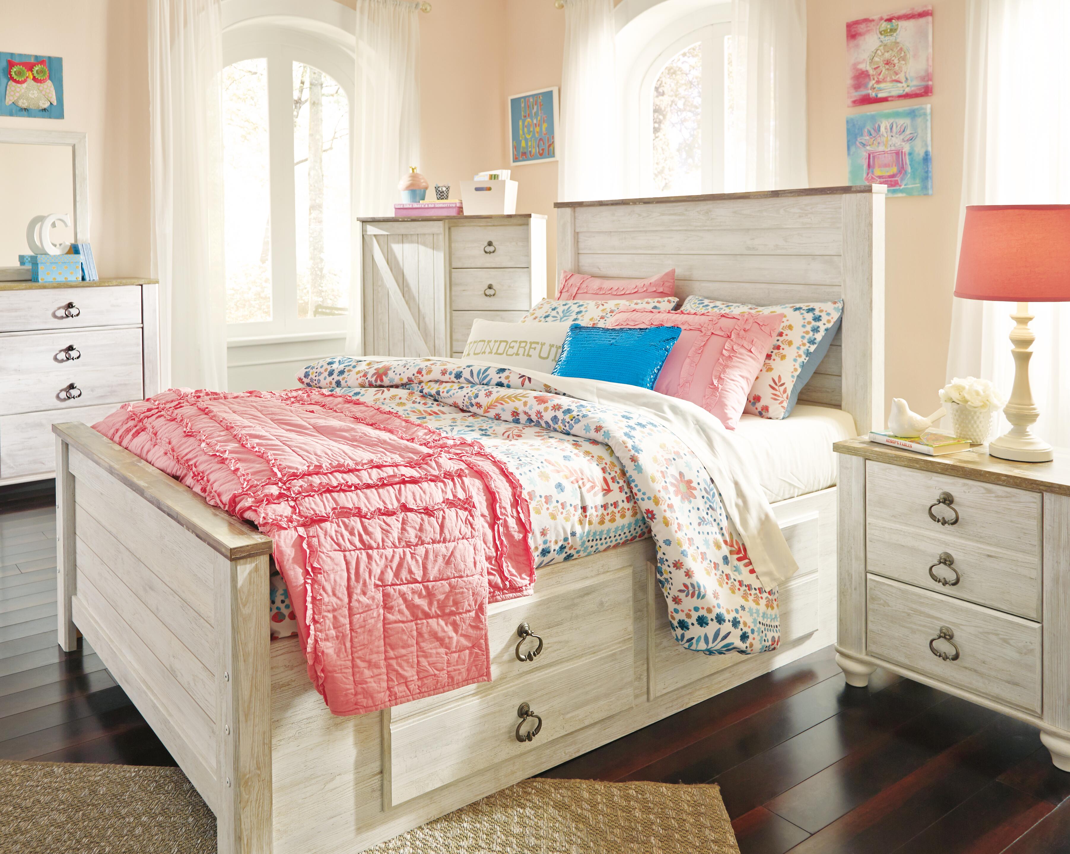 Willowton Full Panel Bed with 2 Storage Drawers