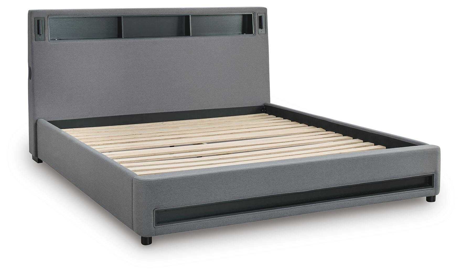 Verishaw King Upholstered Bed with Wireless Audio