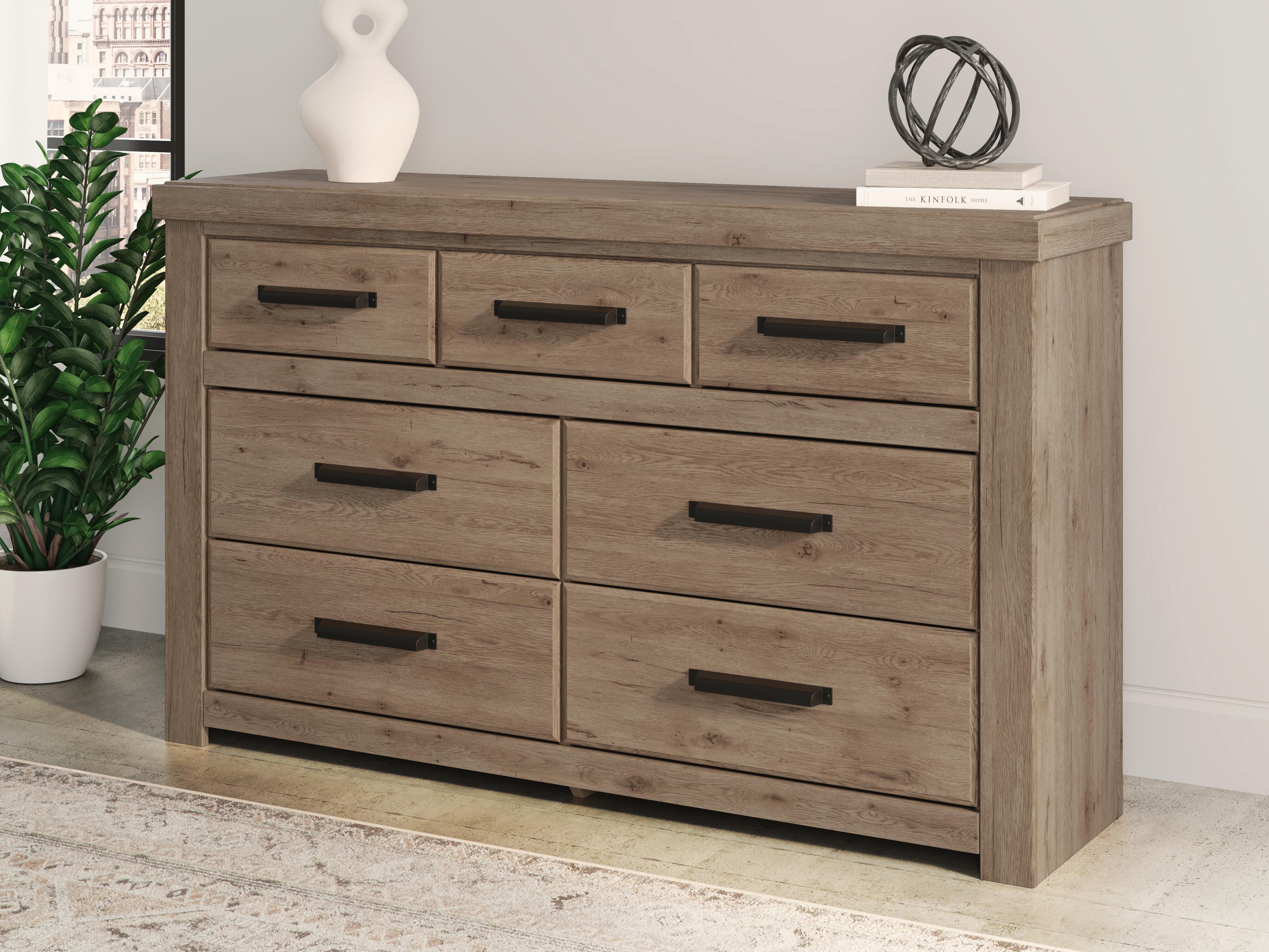 Dar Furniture - Ashley Furniture - Oliandon Dresser - Seven Drawer Dresser / Light Brown - PCB2844-31