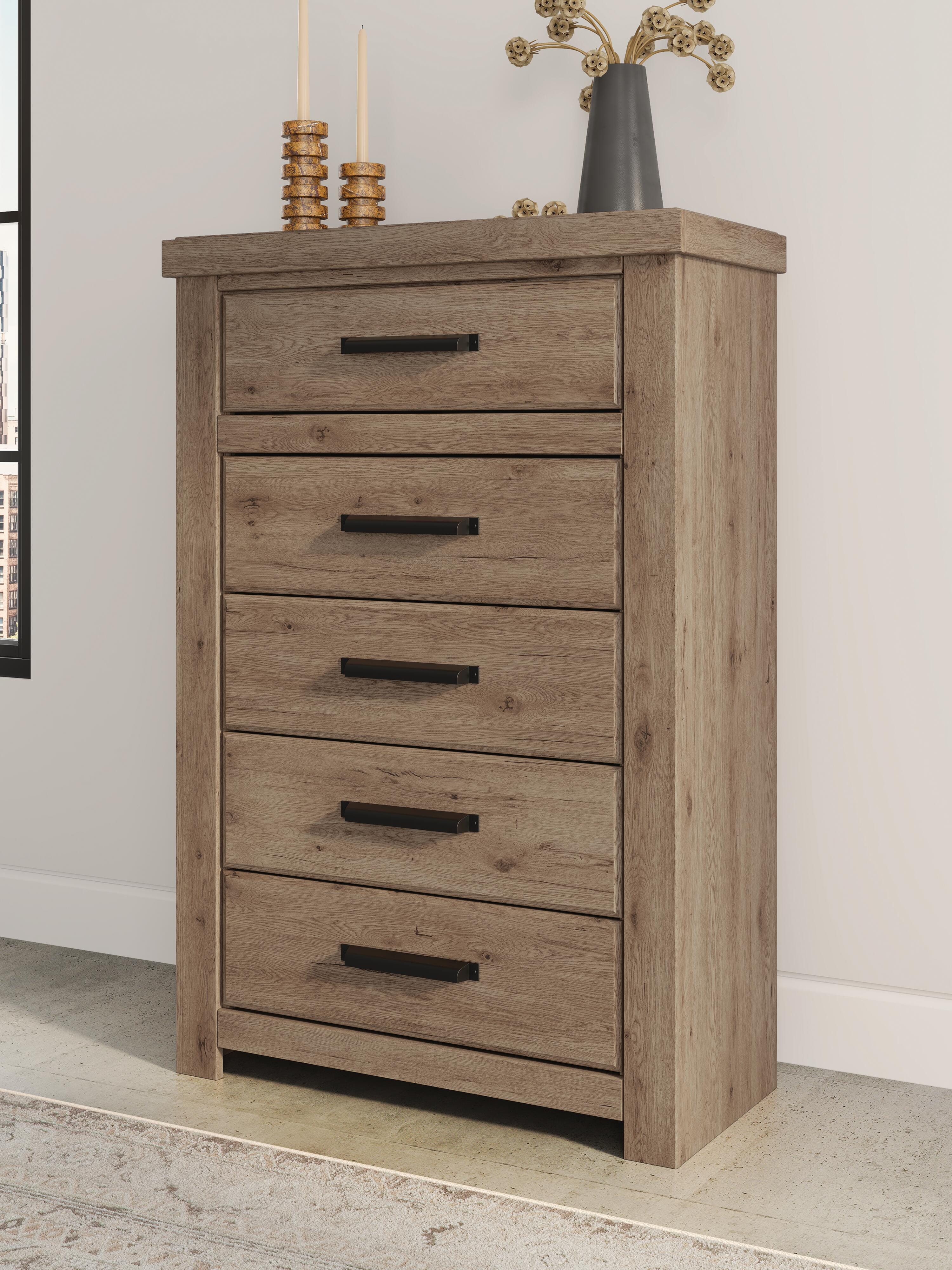Dar Furniture - Ashley Furniture - Oliandon Chest of Drawers - Five Drawer Chest / Light Brown - PCB2844-46