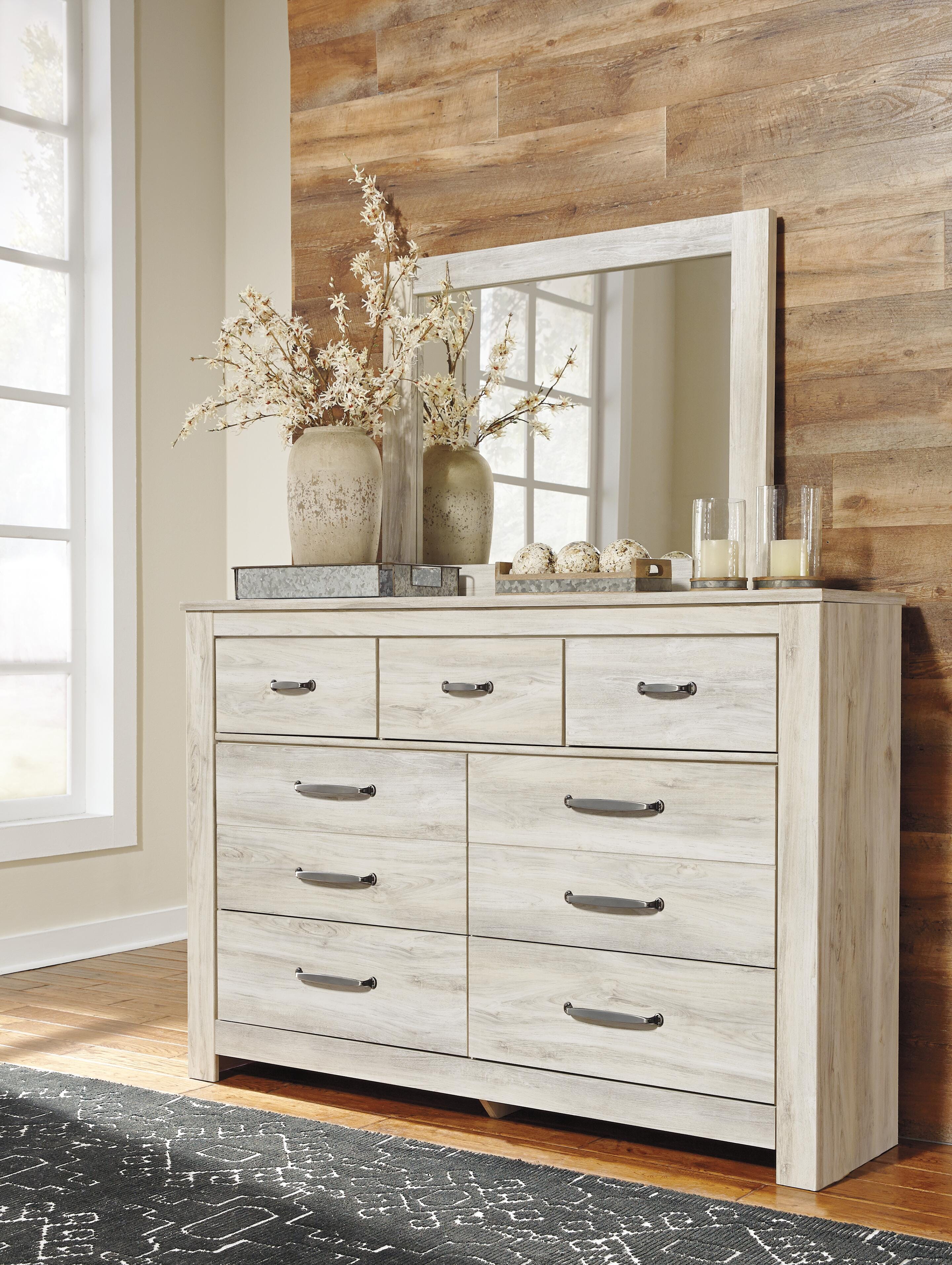 Dar Furniture - Ashley Furniture - Bellaby Dresser and Mirror - Dresser and Mirror / Whitewash - B331B1
