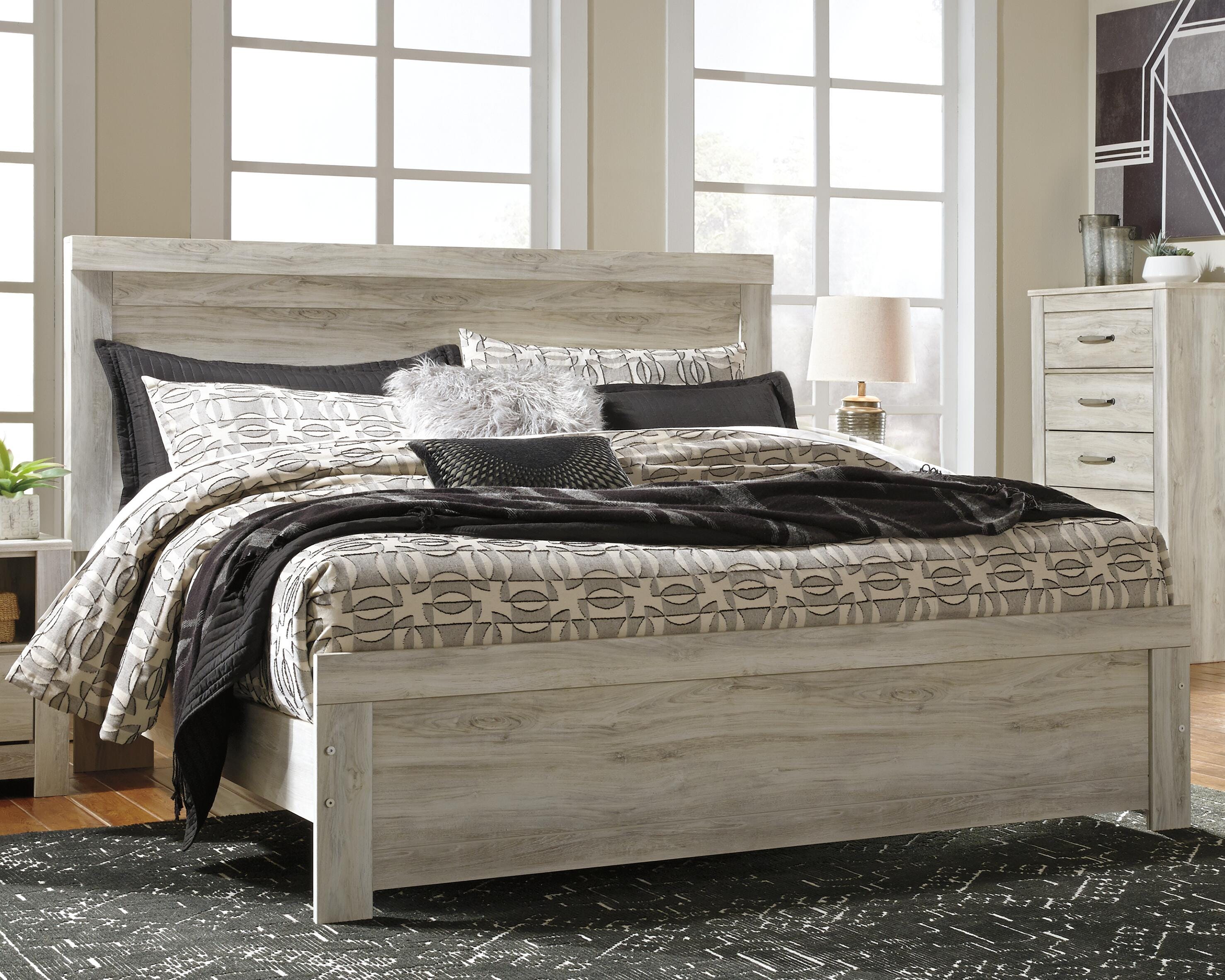 Dar Furniture - Ashley Furniture - Bellaby King Panel Bed - King Panel Bed / Whitewash - B331B8