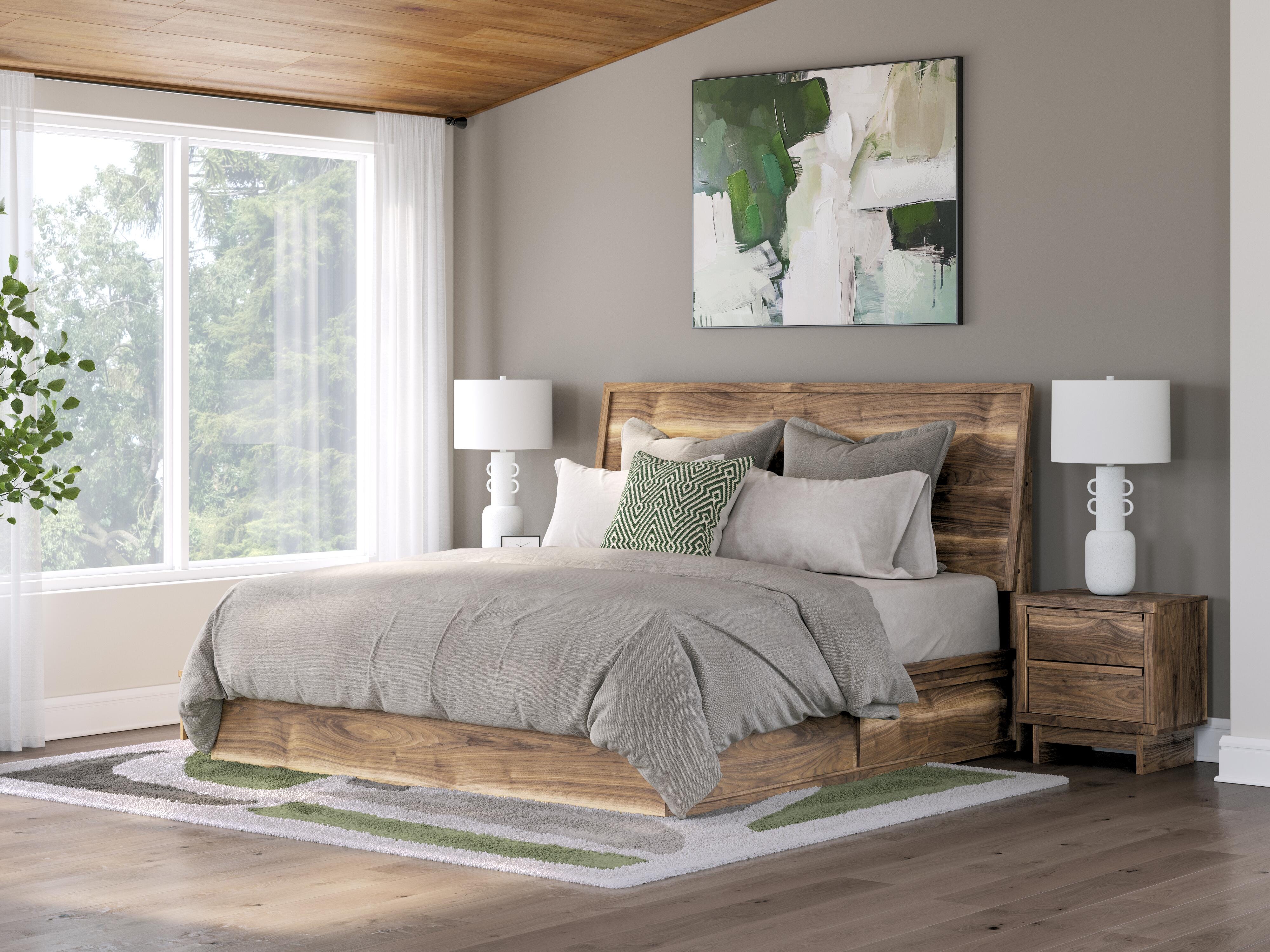 Dar Furniture - Ashley Furniture - Chirason King Panel Bed with Storage - King Panel Bed with Storage / Brown - PCB3367B14