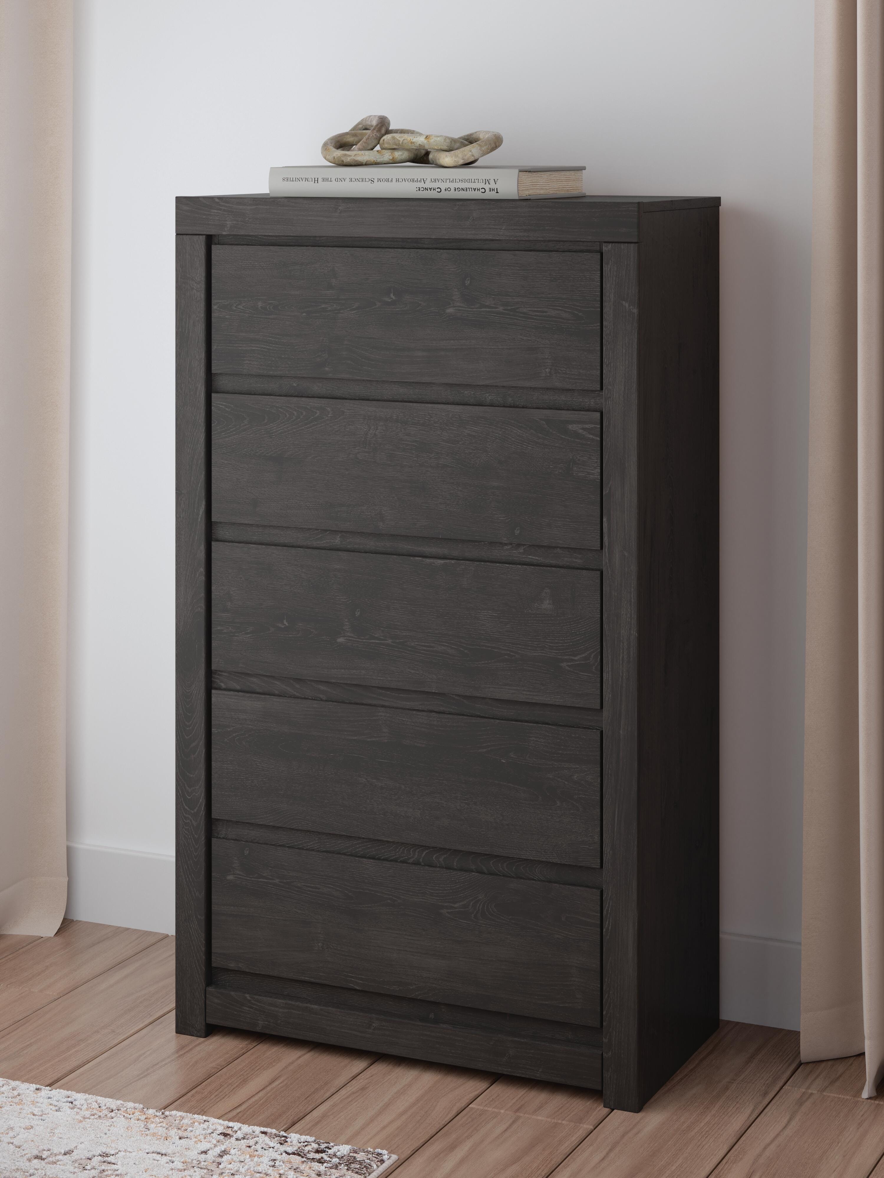 Dar Furniture - Ashley Furniture - Fraluna Chest of Drawers - Five Drawer Chest / Charcoal - PCB3370-46