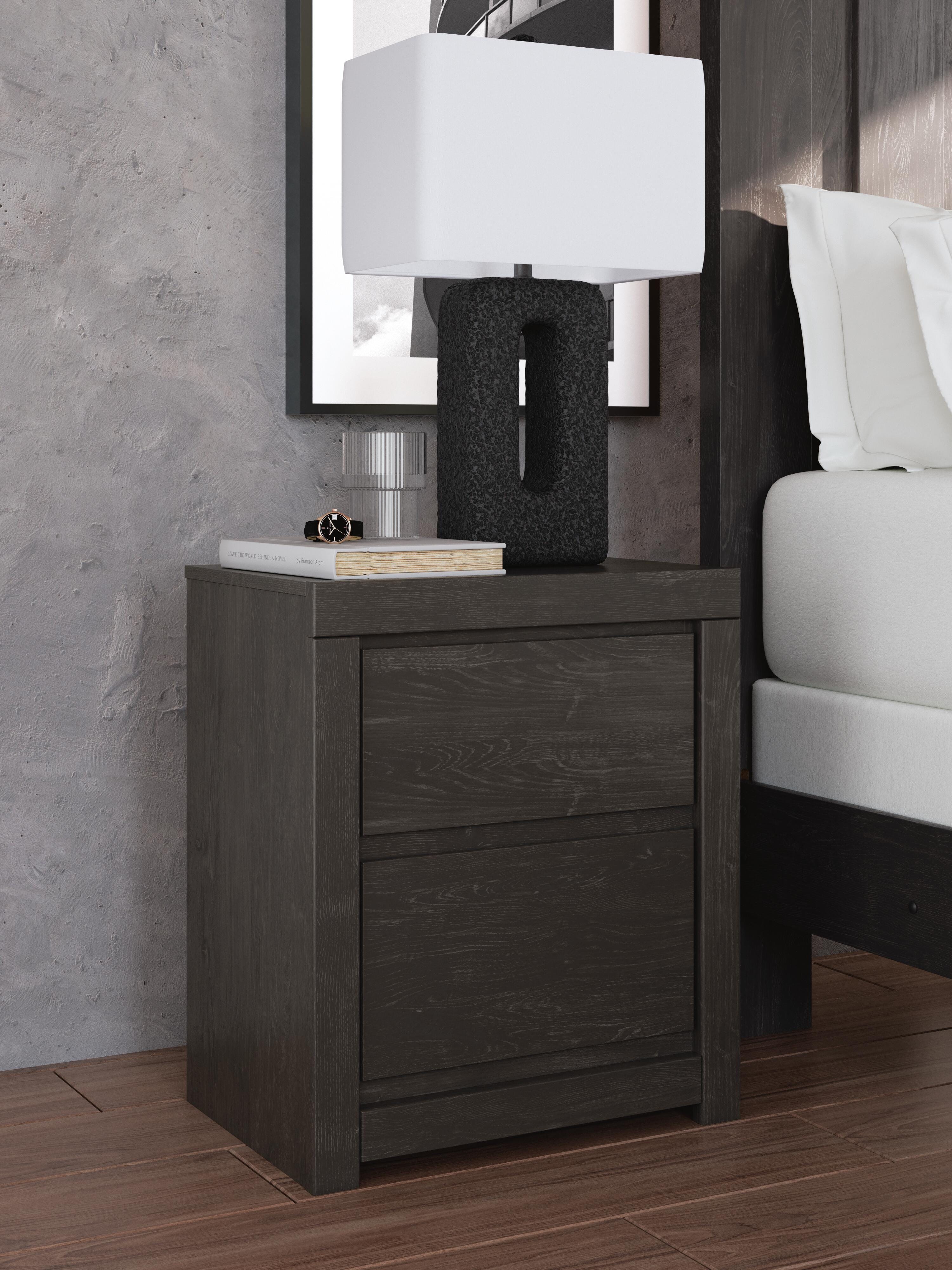 Dar Furniture - Ashley Furniture - Fraluna Nightstand - Two Drawer Night Stand / Charcoal - PCB3370-92