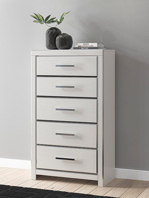 Dar Furniture - Ashley Furniture - Zuraleus Chest of Drawers - Five Drawer Chest / White - PCB3381-46