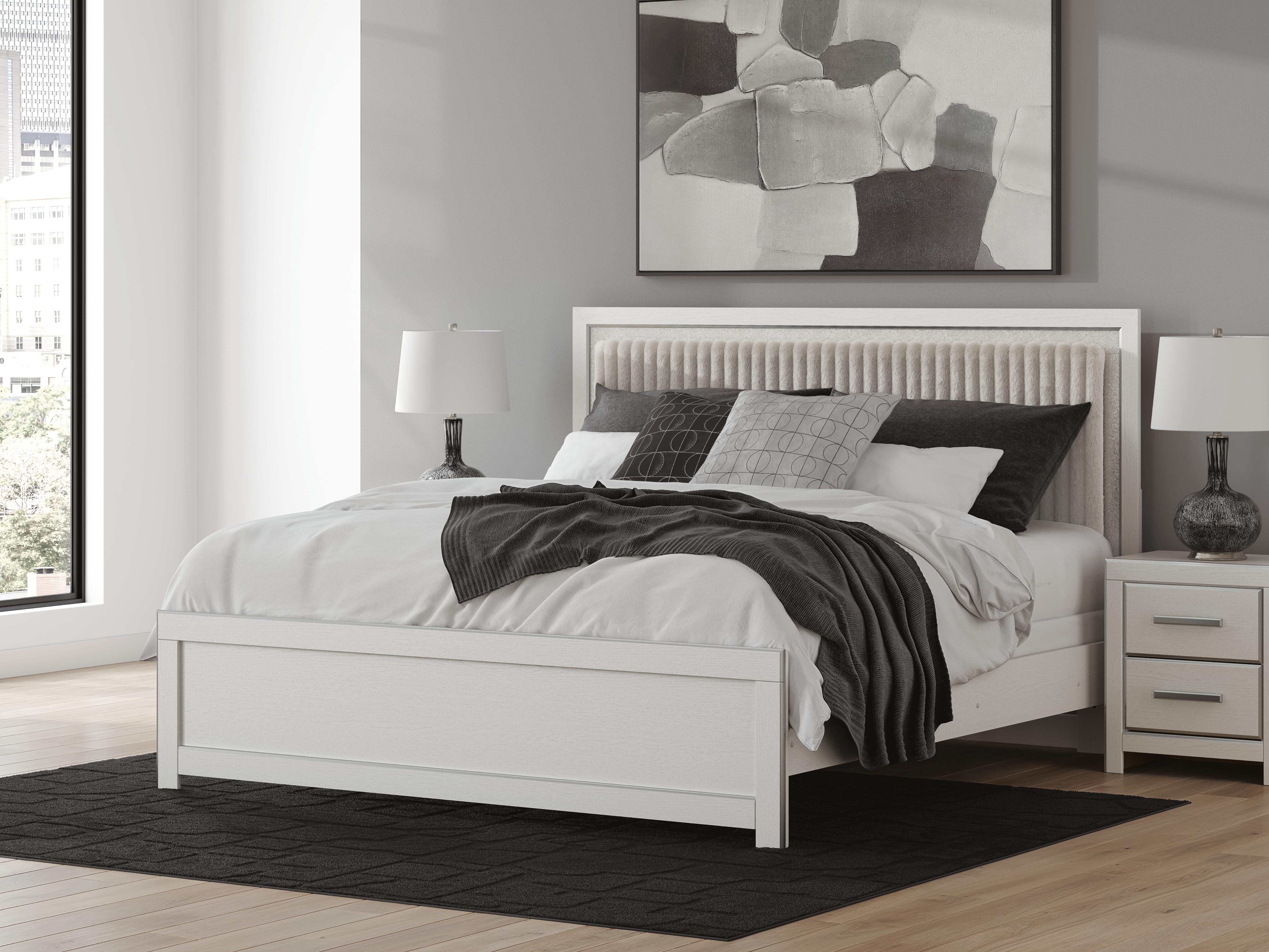 Dar Furniture - Ashley Furniture - Zuraleus King Upholstered Panel Bed - King Upholstered Panel Bed / White - PCB3381B10
