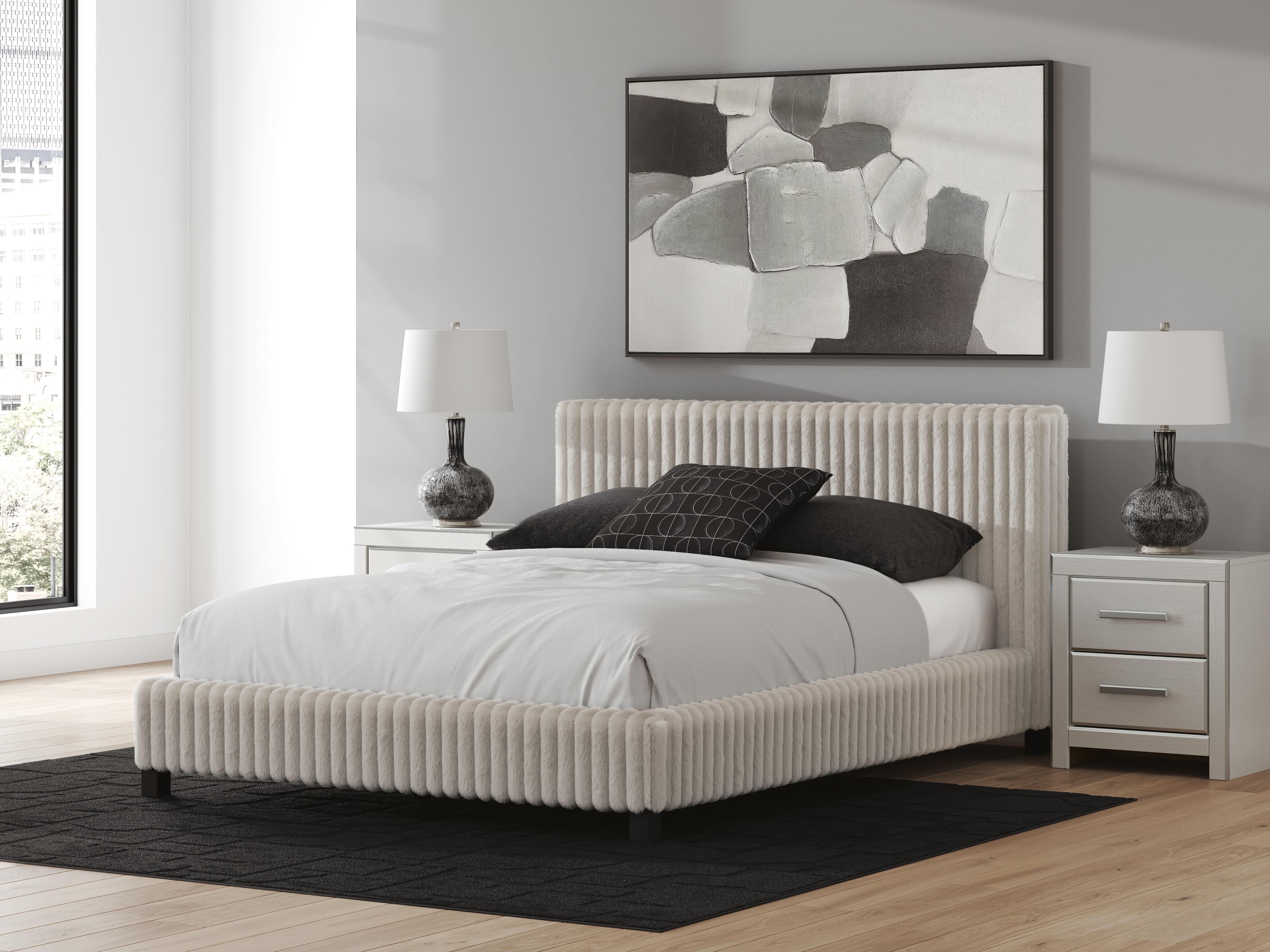Dar Furniture - Ashley Furniture - Zuraleus Queen Upholstered Bed - Queen Upholstered Bed / White - PCB3381B11