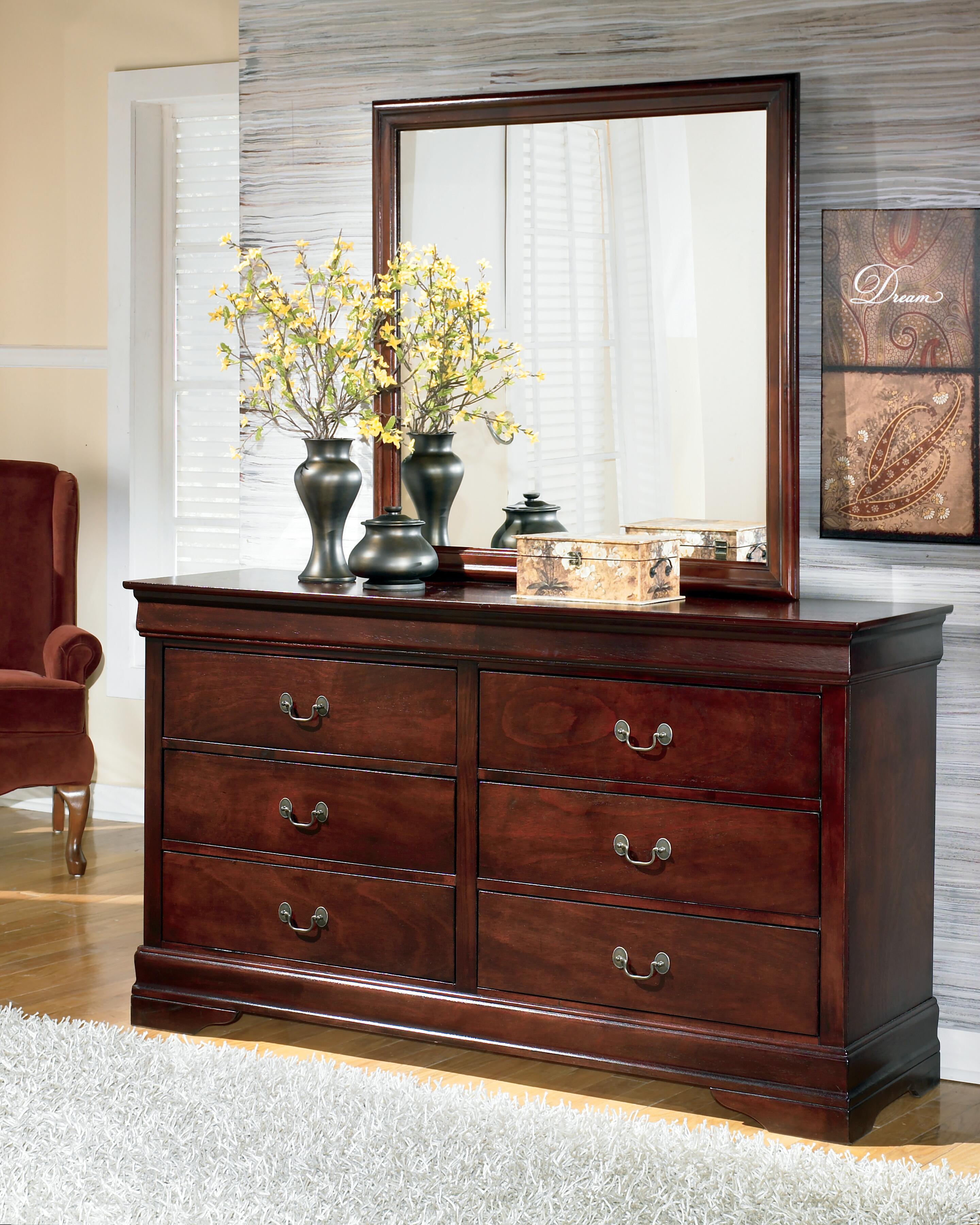 Dar Furniture - Ashley Furniture - Alisdair Dresser and Mirror - Dresser and Mirror / Reddish Brown - B376B1