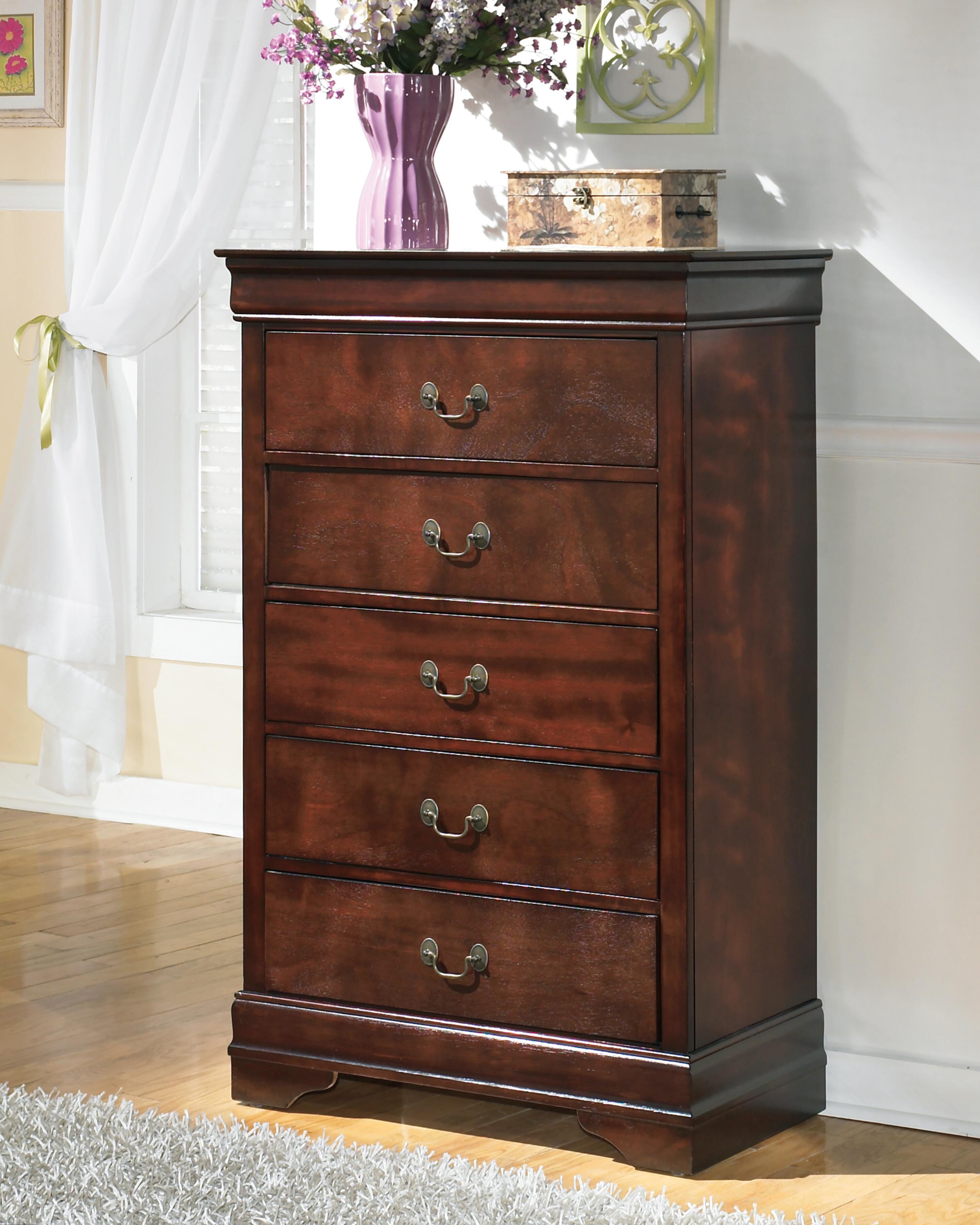 Dar Furniture - Ashley Furniture - Alisdair Chest of Drawers - Chest / Reddish Brown - B376-46