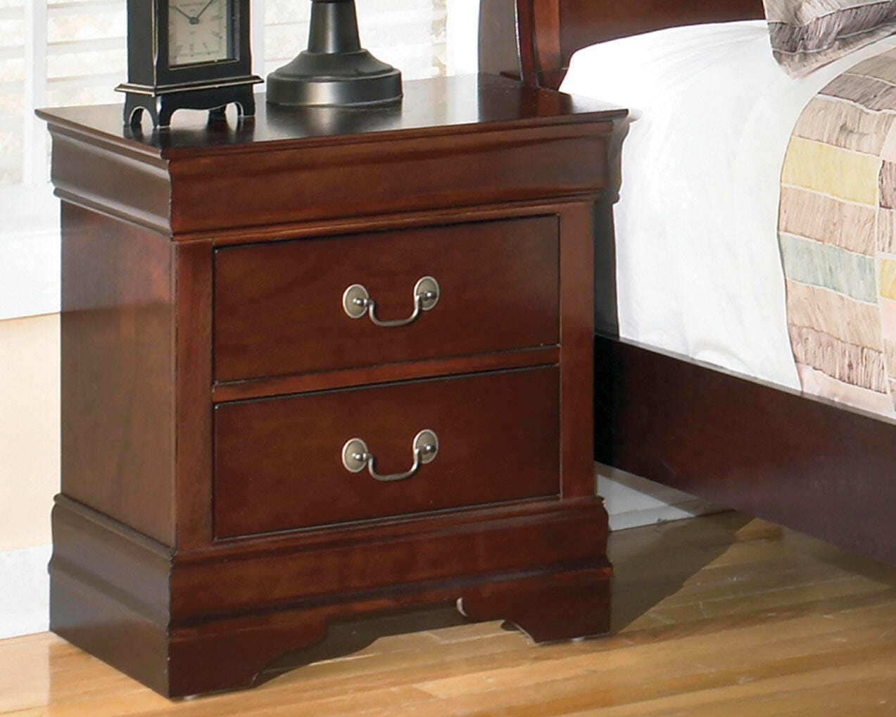 Dar Furniture - Ashley Furniture - Alisdair Nightstand - Two Drawer Night Stand / Reddish Brown - B376-92