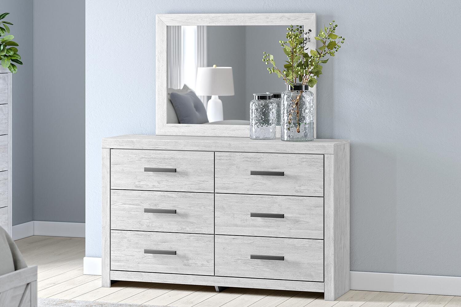 Dar Furniture - Ashley Furniture - Cayboni Dresser and Mirror - Dresser and Mirror / Whitewash - B3788B1