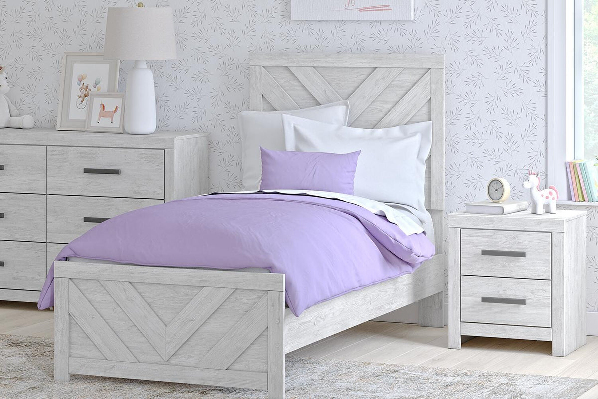 Dar Furniture - Ashley Furniture - Cayboni Twin Panel Bed - Twin Panel Bed / Whitewash - B3788B6