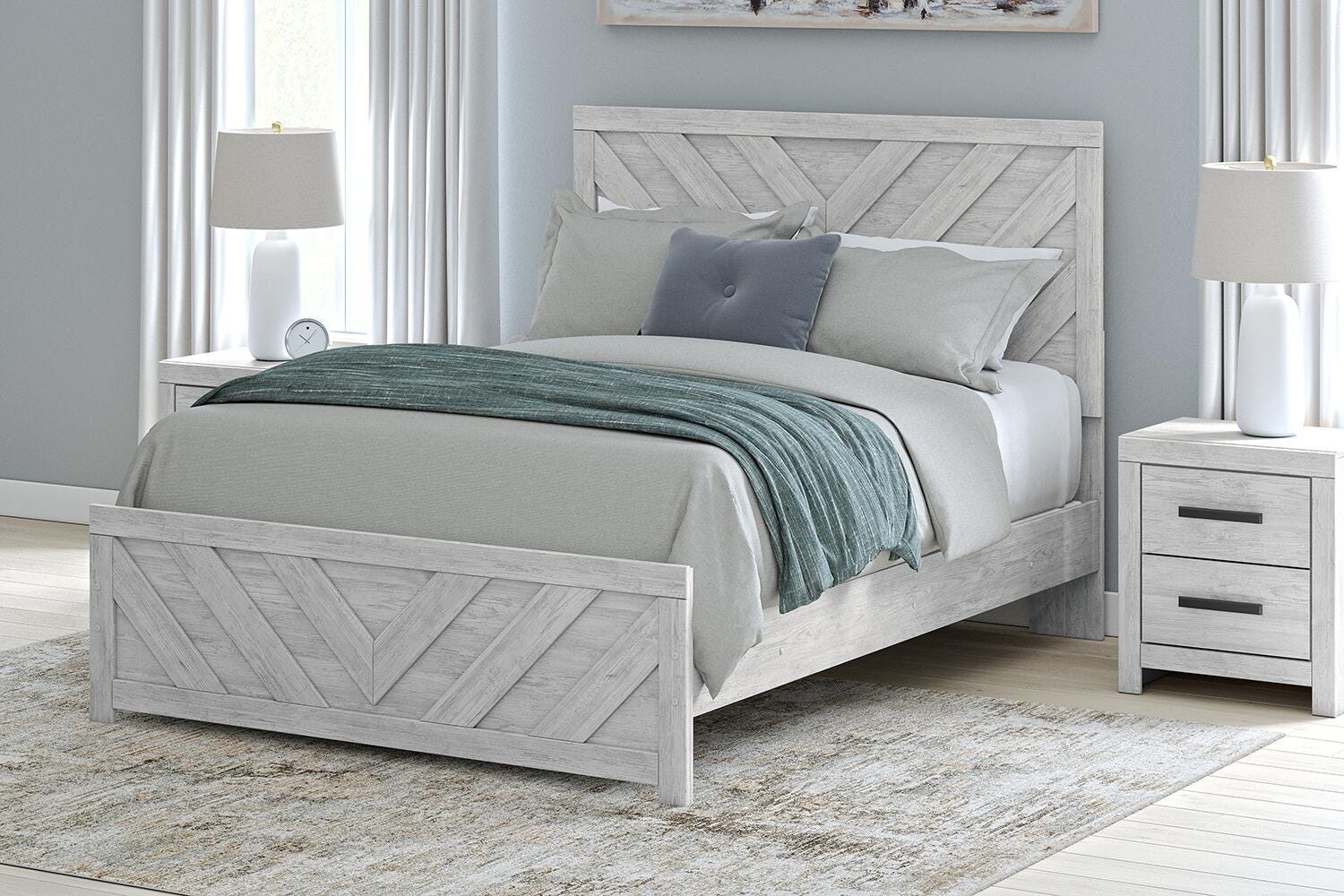 Dar Furniture - Ashley Furniture - Cayboni Queen Panel Bed - Queen Panel Bed / Whitewash - B3788B4