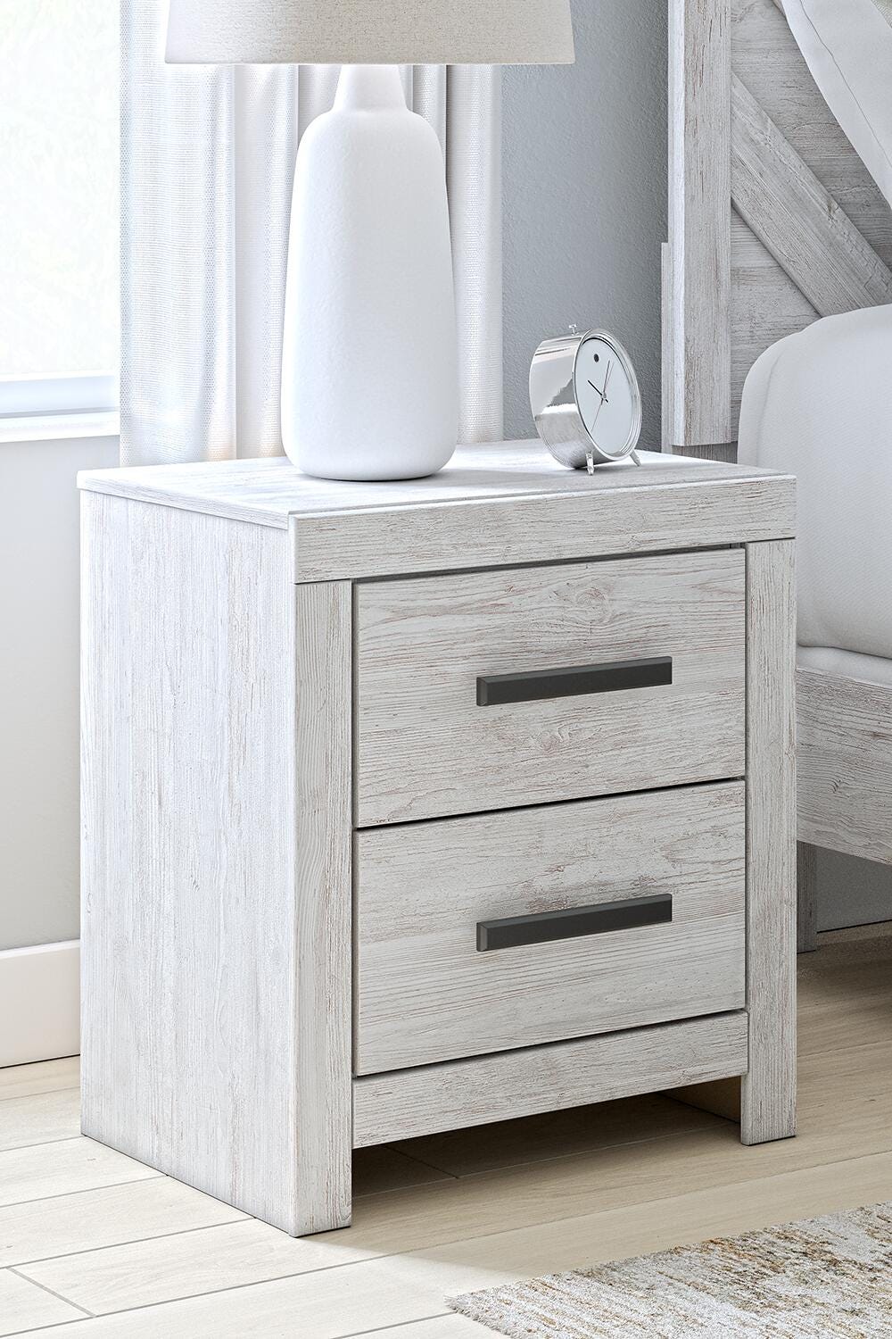 Dar Furniture - Ashley Furniture - Cayboni Nightstand - Two Drawer Night Stand / Whitewash - B3788-92